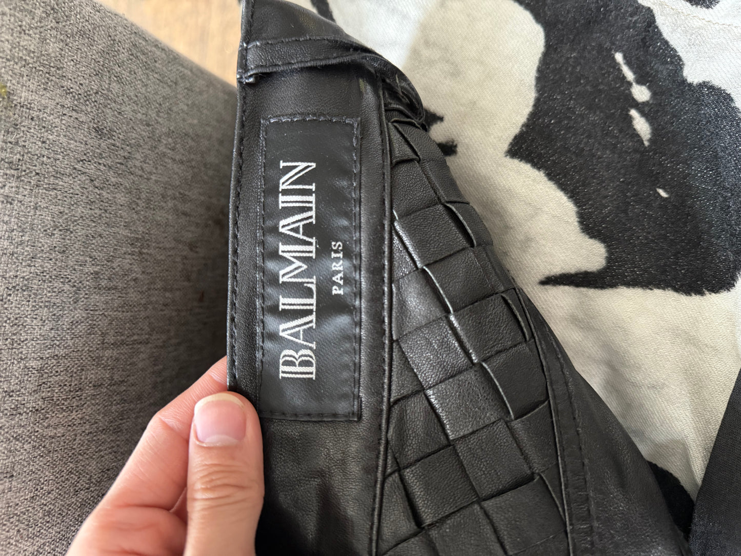 Balmain decarnin AW09 quilted weave leather pants