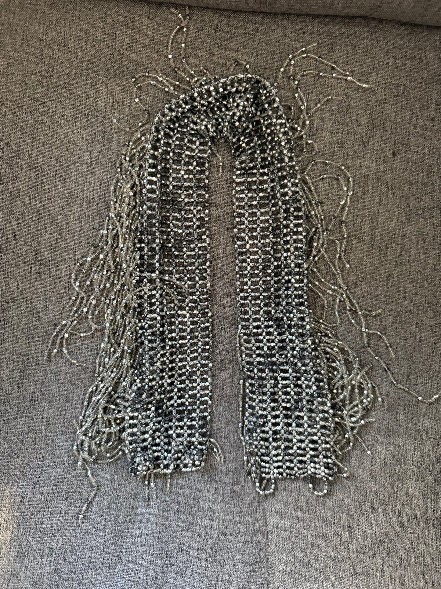 Vintage beaded metal belt fringe