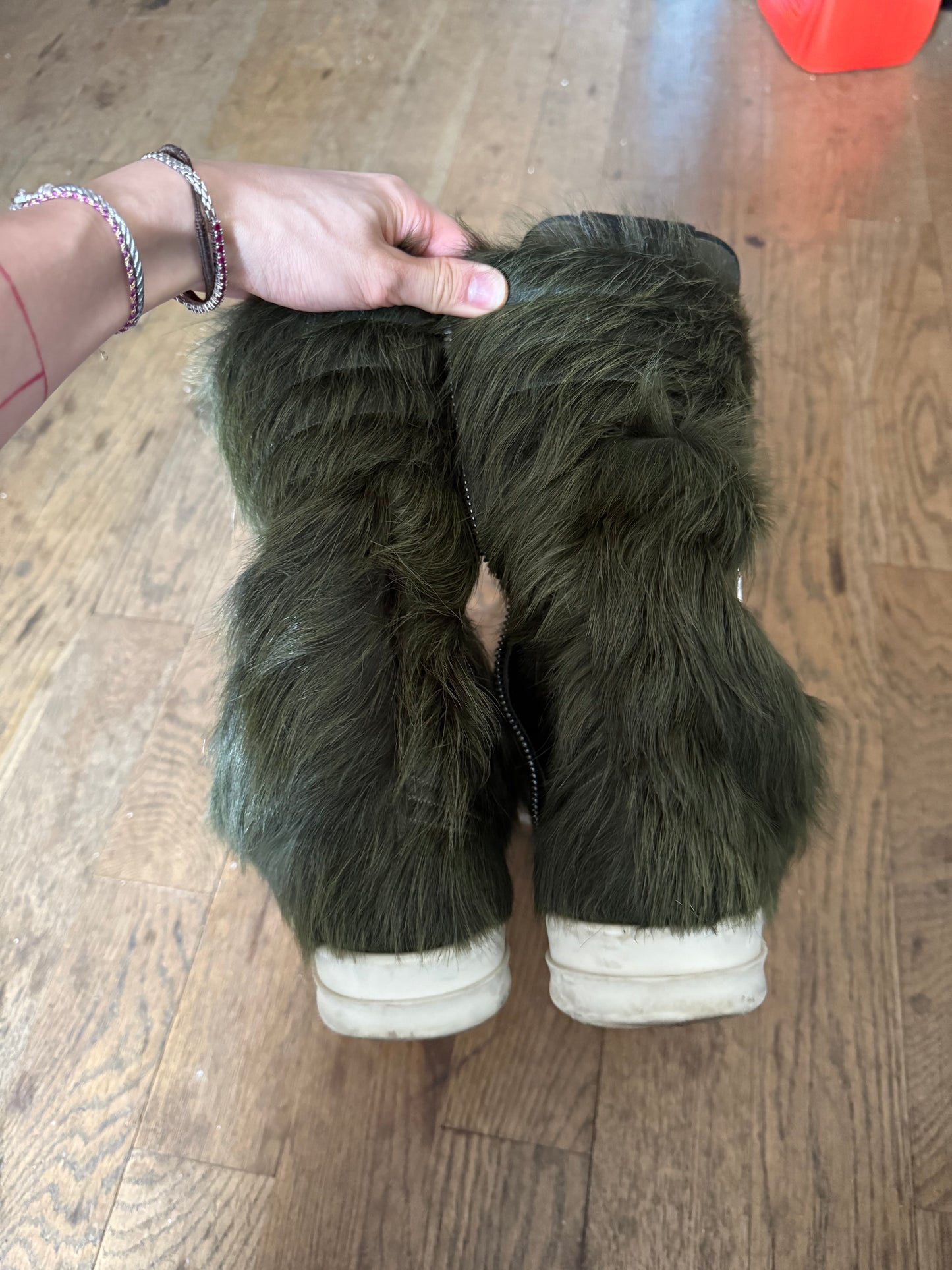 Rick Owens AW21 sample gethsmane pony hair cargobasket boots