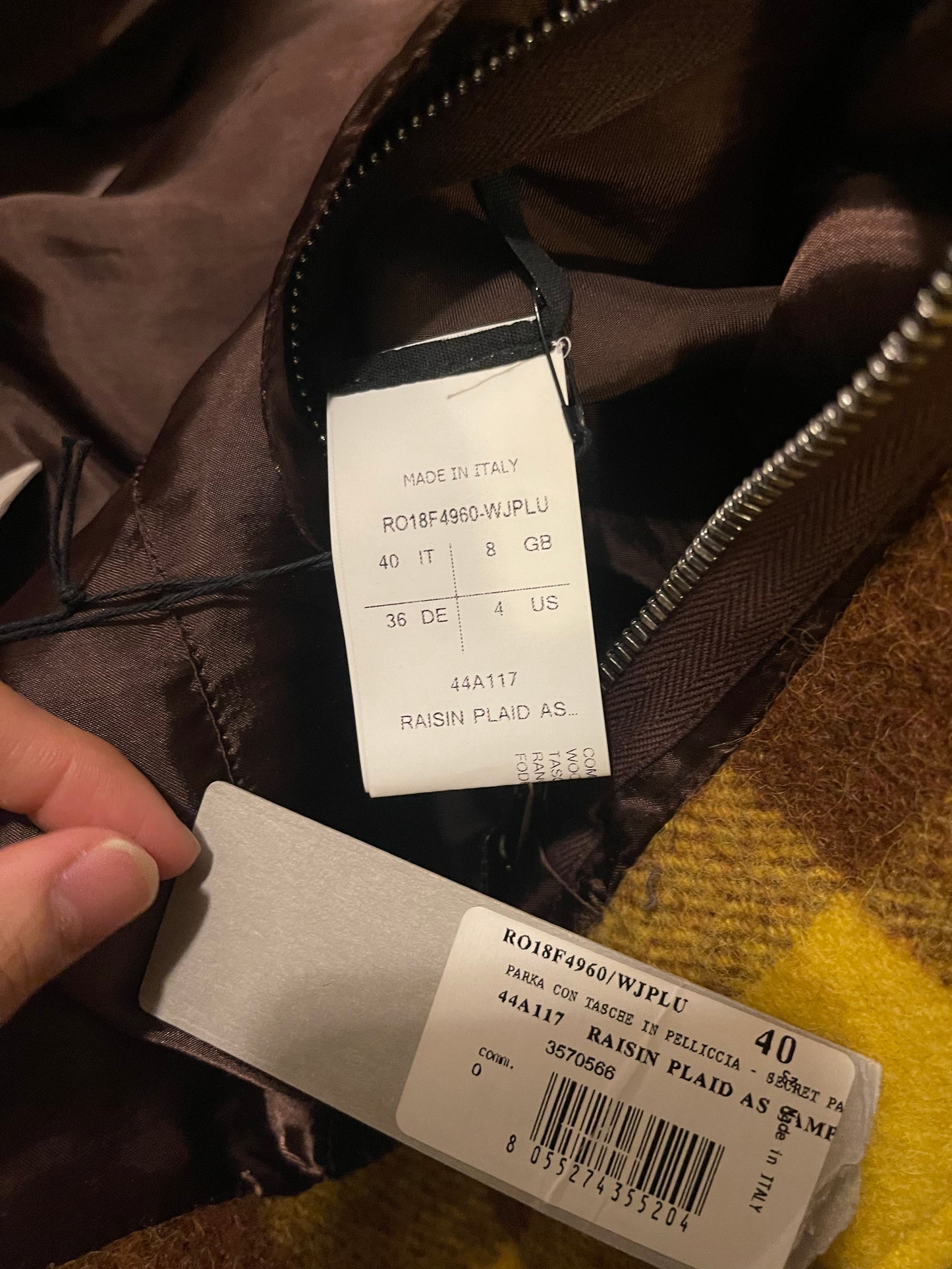 Rick Owens FW18 Sisyphus raisin plaid secret parka