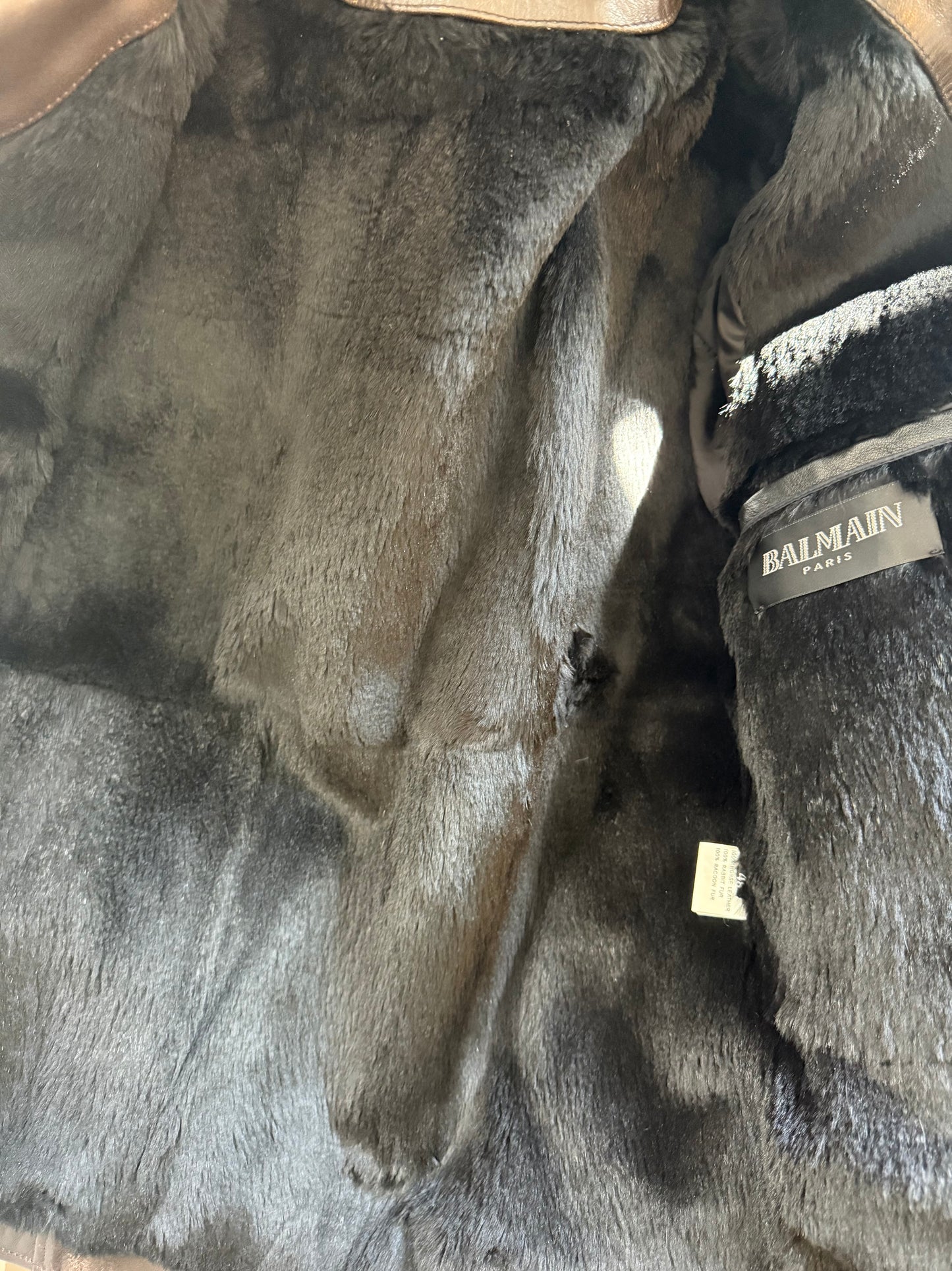 Balmain AW10 fox fur interior horse leather rider jacket