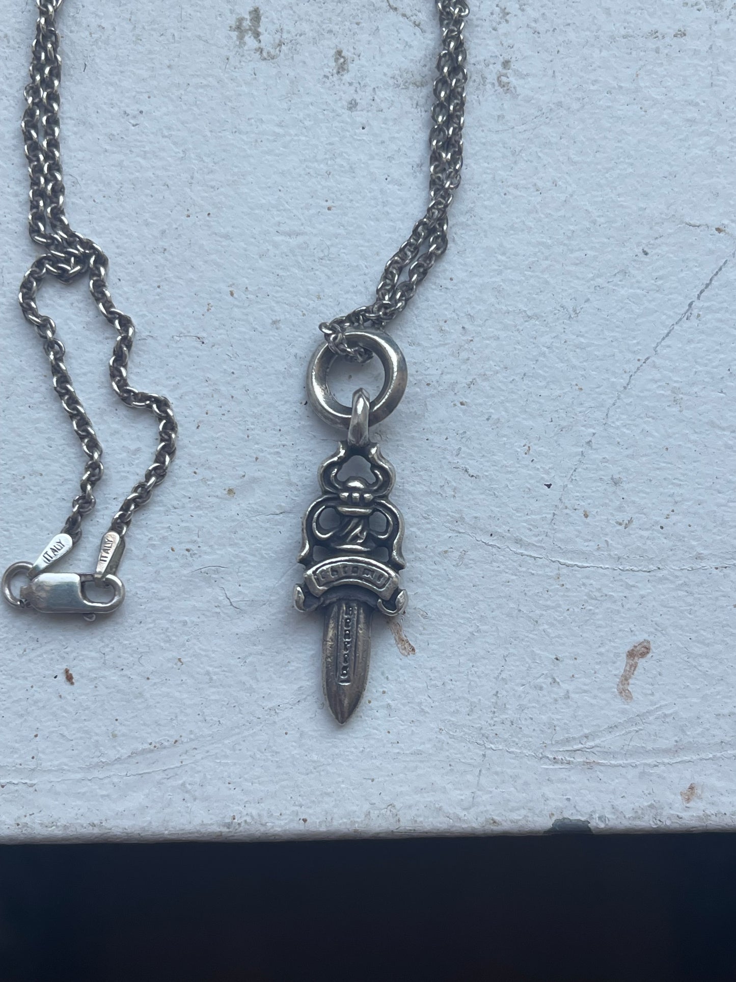 Chrome hearts black diamond dagger necklace
