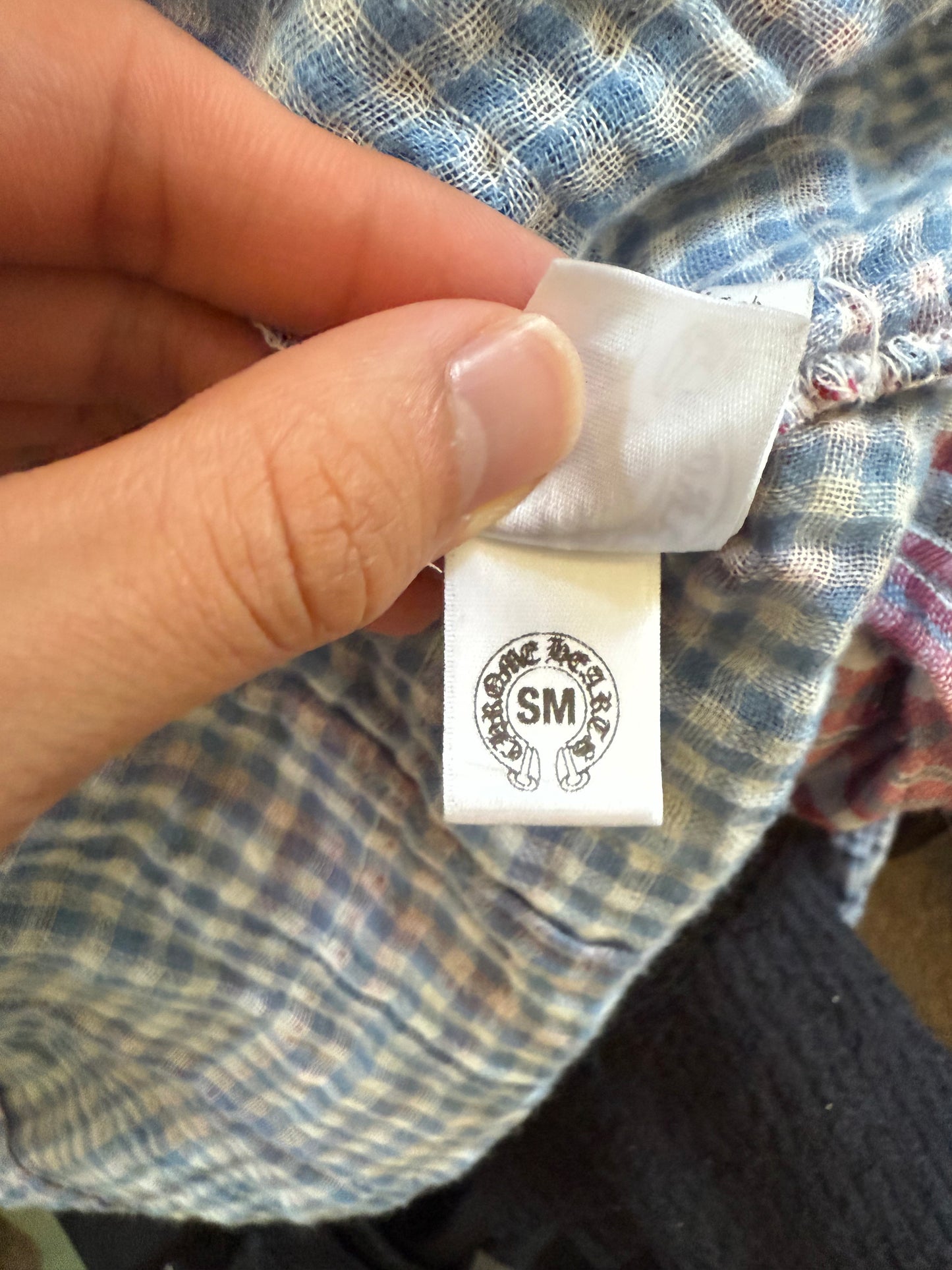 Chrome hearts checkered flannel shirt cross