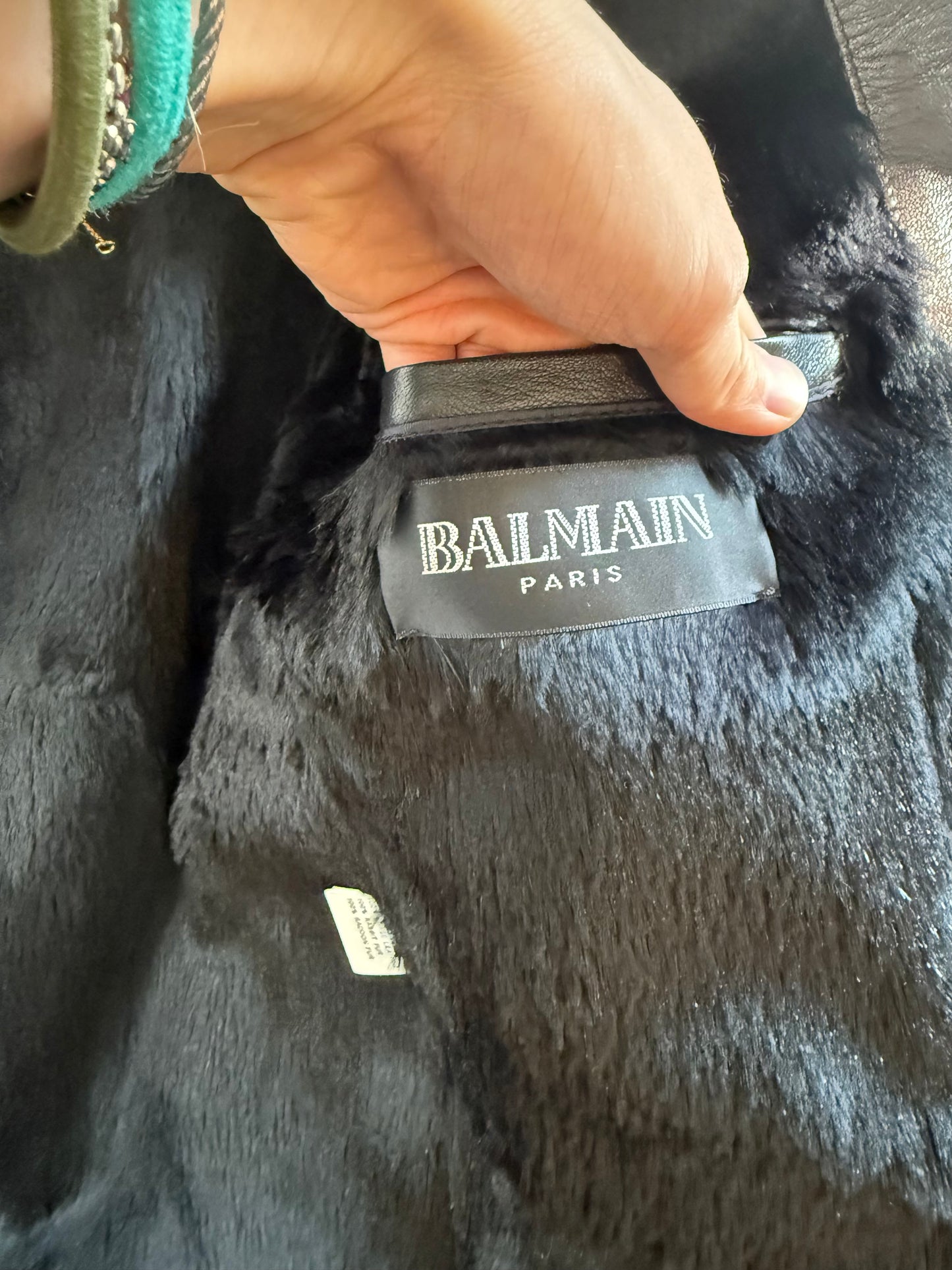 Balmain AW10 fox fur interior horse leather rider jacket