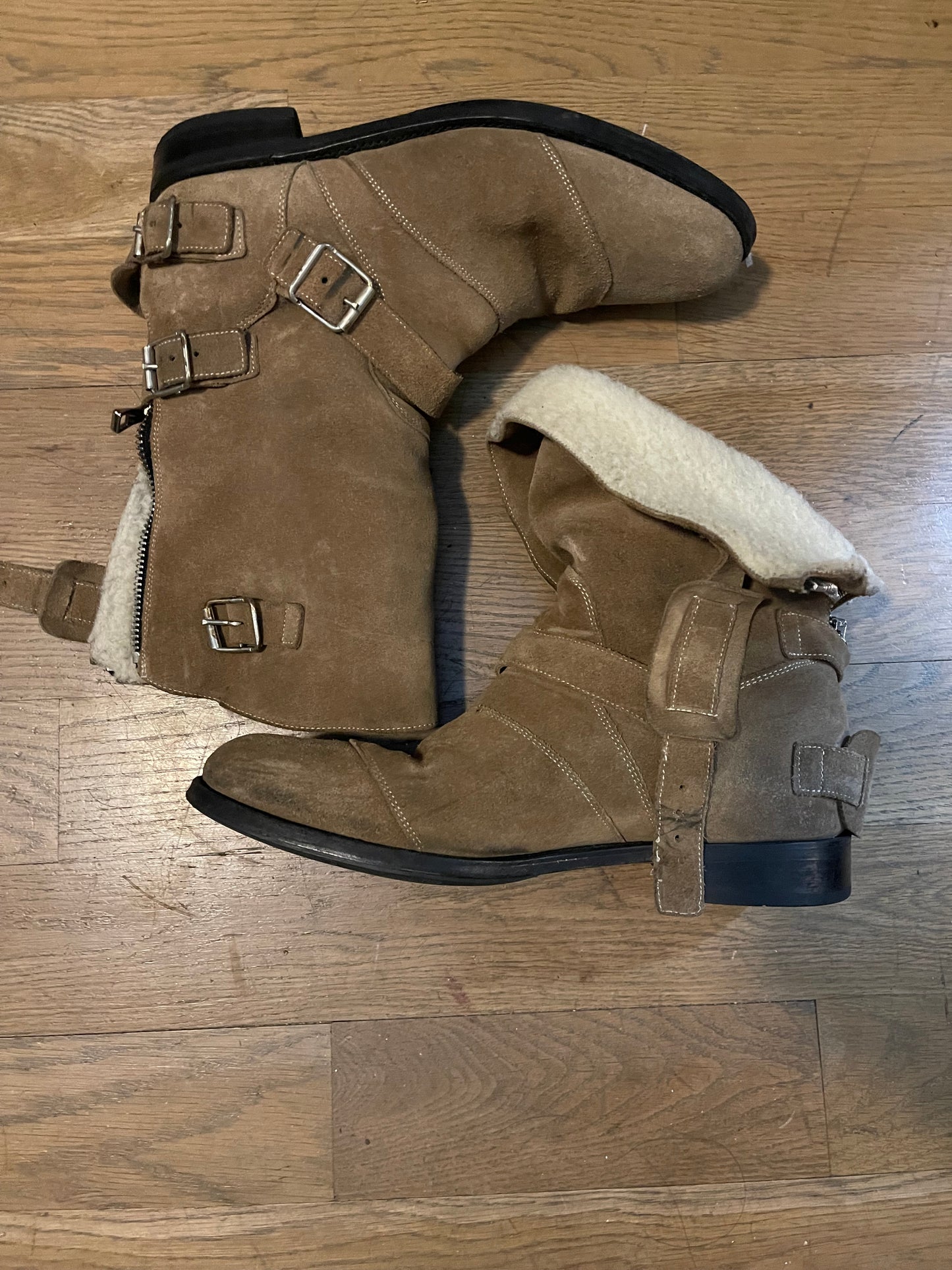 Balmain AW11 engineer Sherpa moto boots
