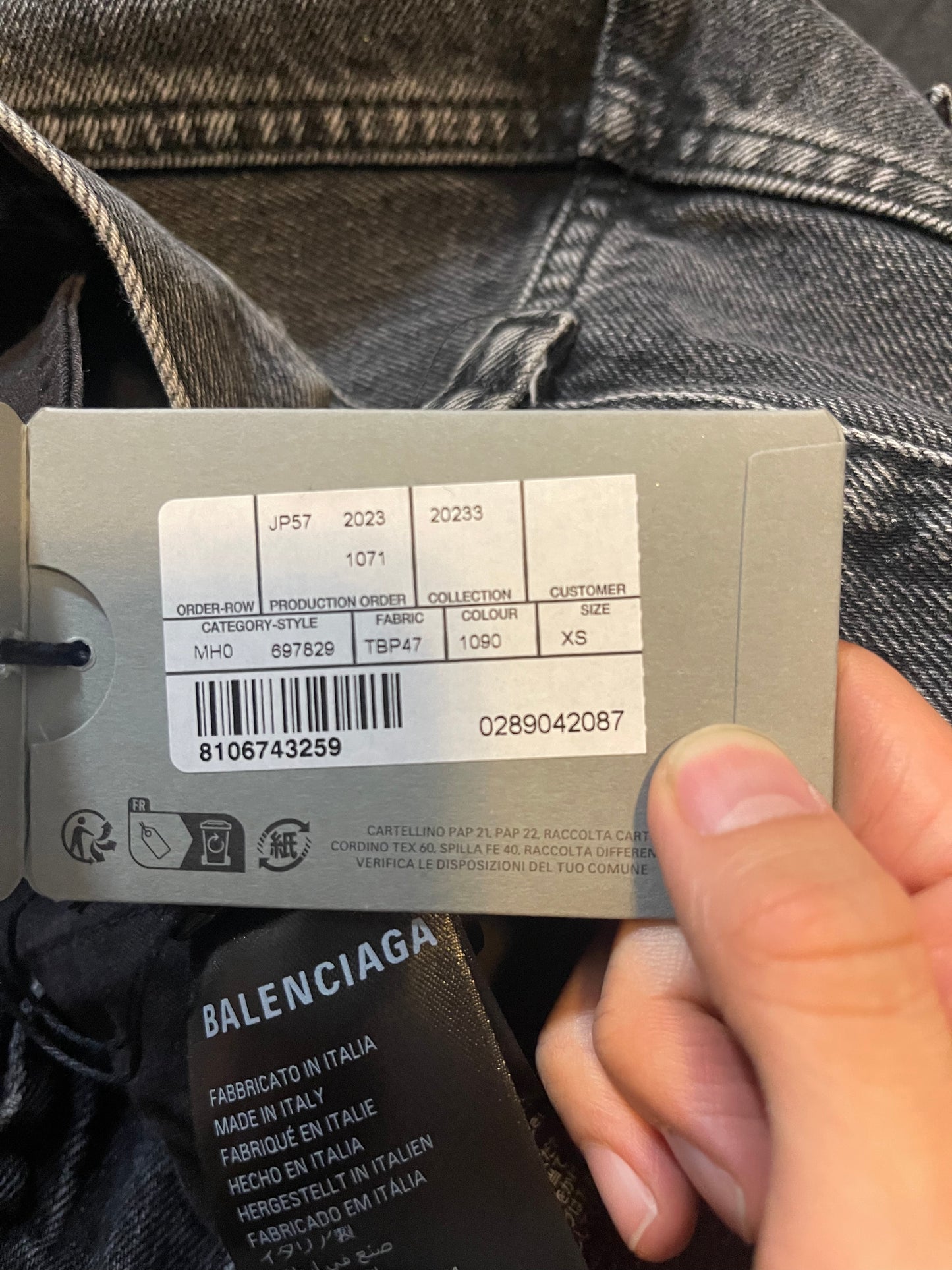 Balenciaga lost tape flares grey wash denim