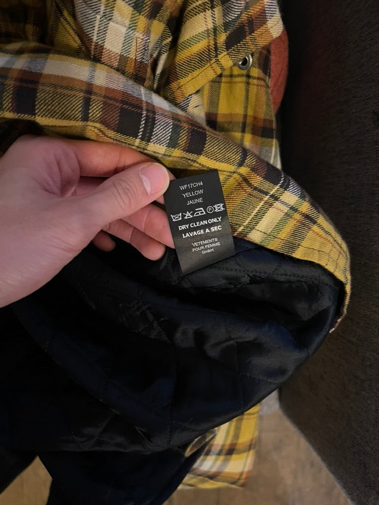 Vetements AW17 plaid football shoulder button up shirt