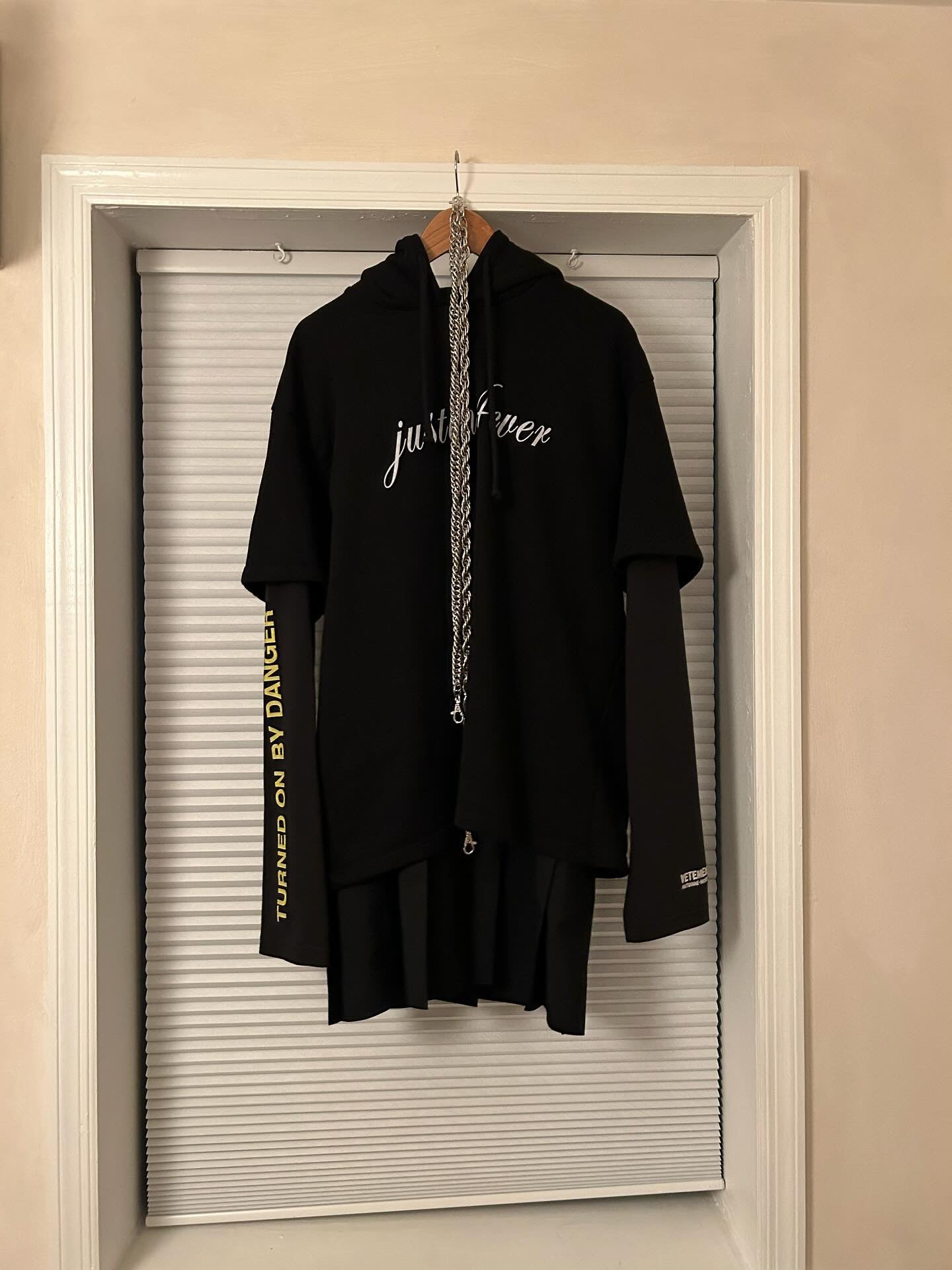Vetements Justin 4ever fw17 with hood and chain and skirt set
