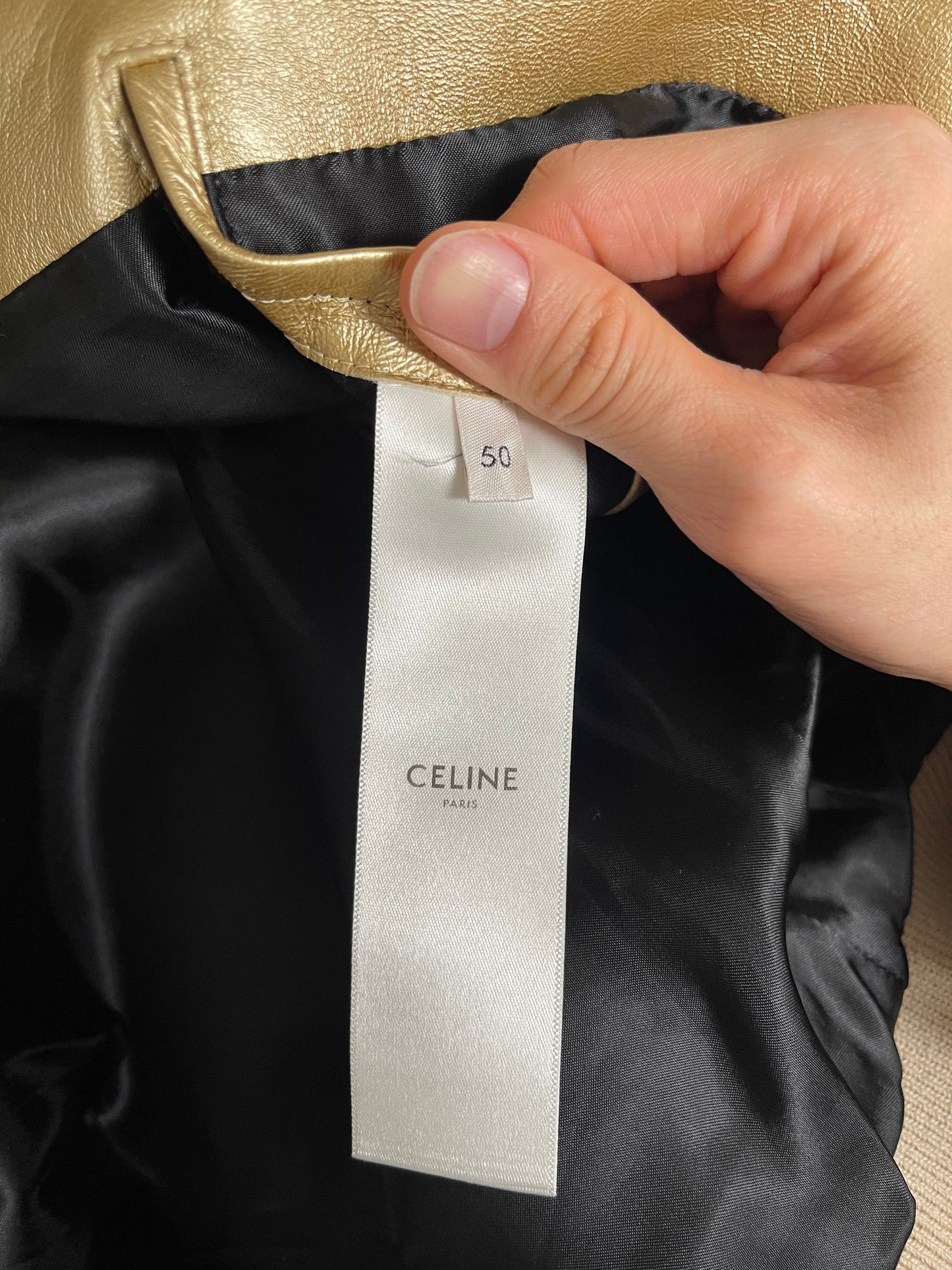 Celine Hedi Slimane Gold leather jacket