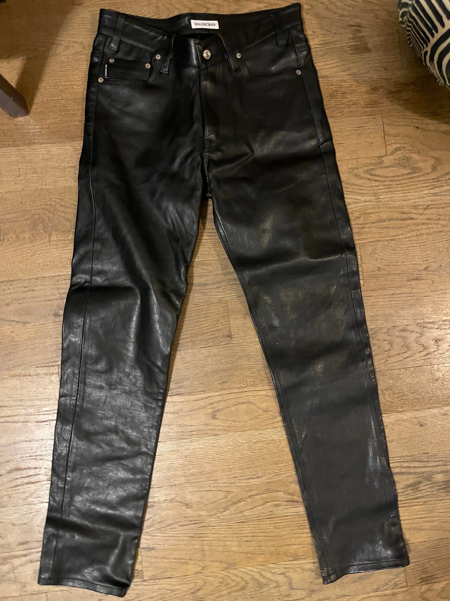 Balenciaga V cut leather pants