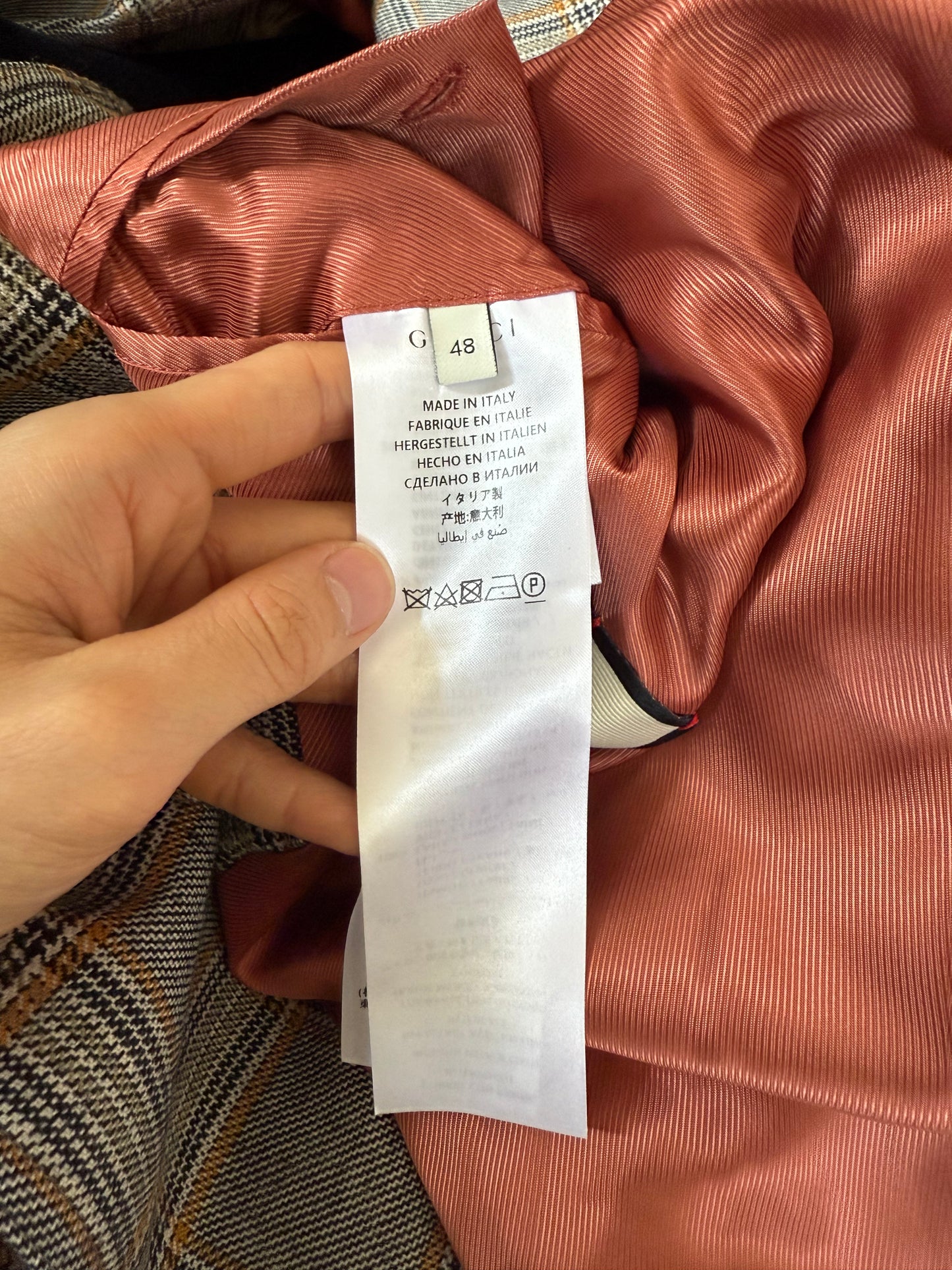Gucci 2018 Plaid shoulder padded coat