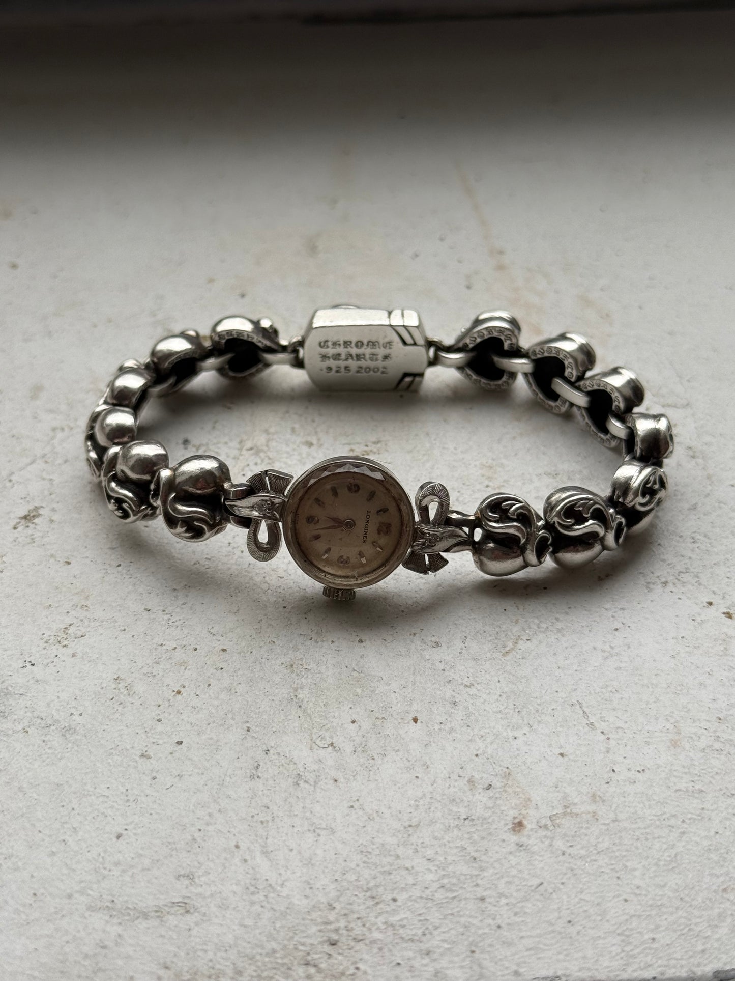 Chrome hearts custom heart motif band watch longines bracelet