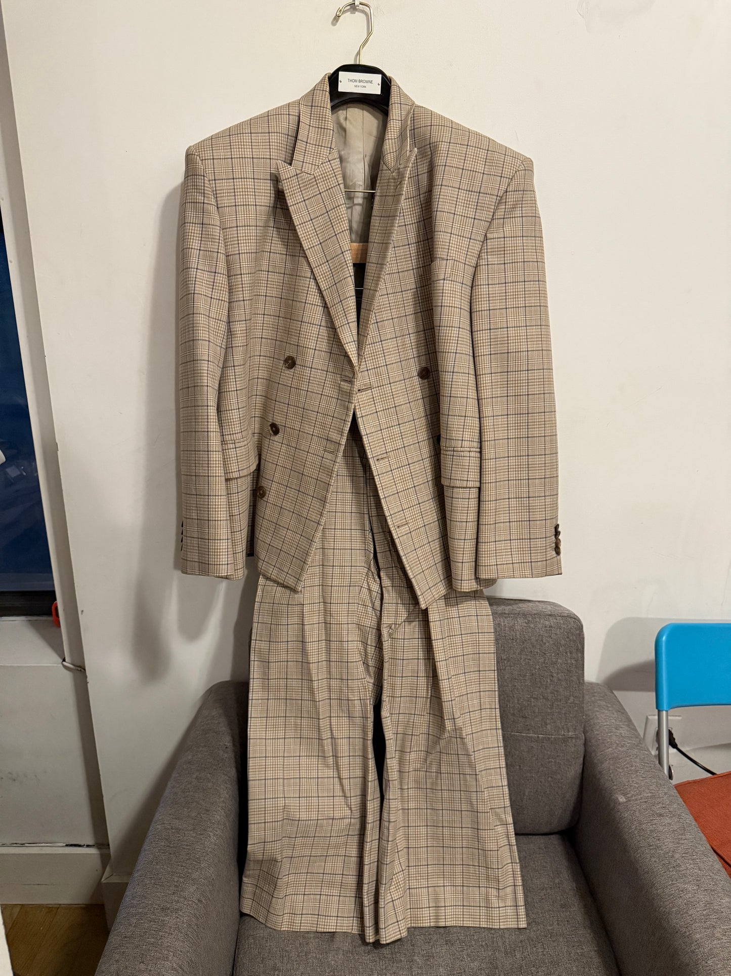 Balenciaga SS17 prince of wales boxy coat and pants