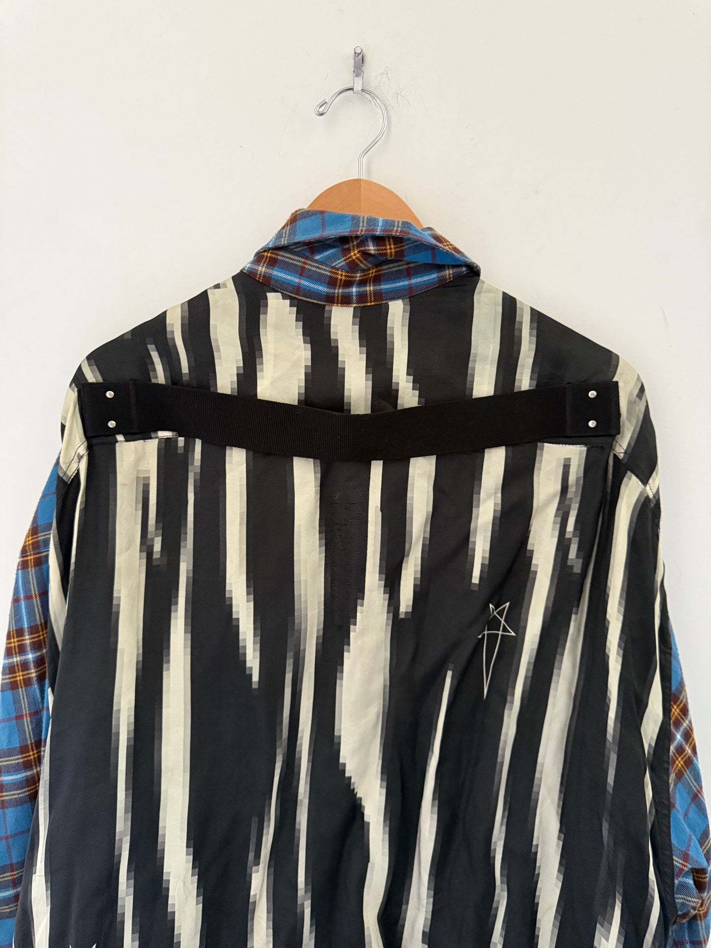 Rick Owens AW21 gethsemane hybrid blue plaid shirt