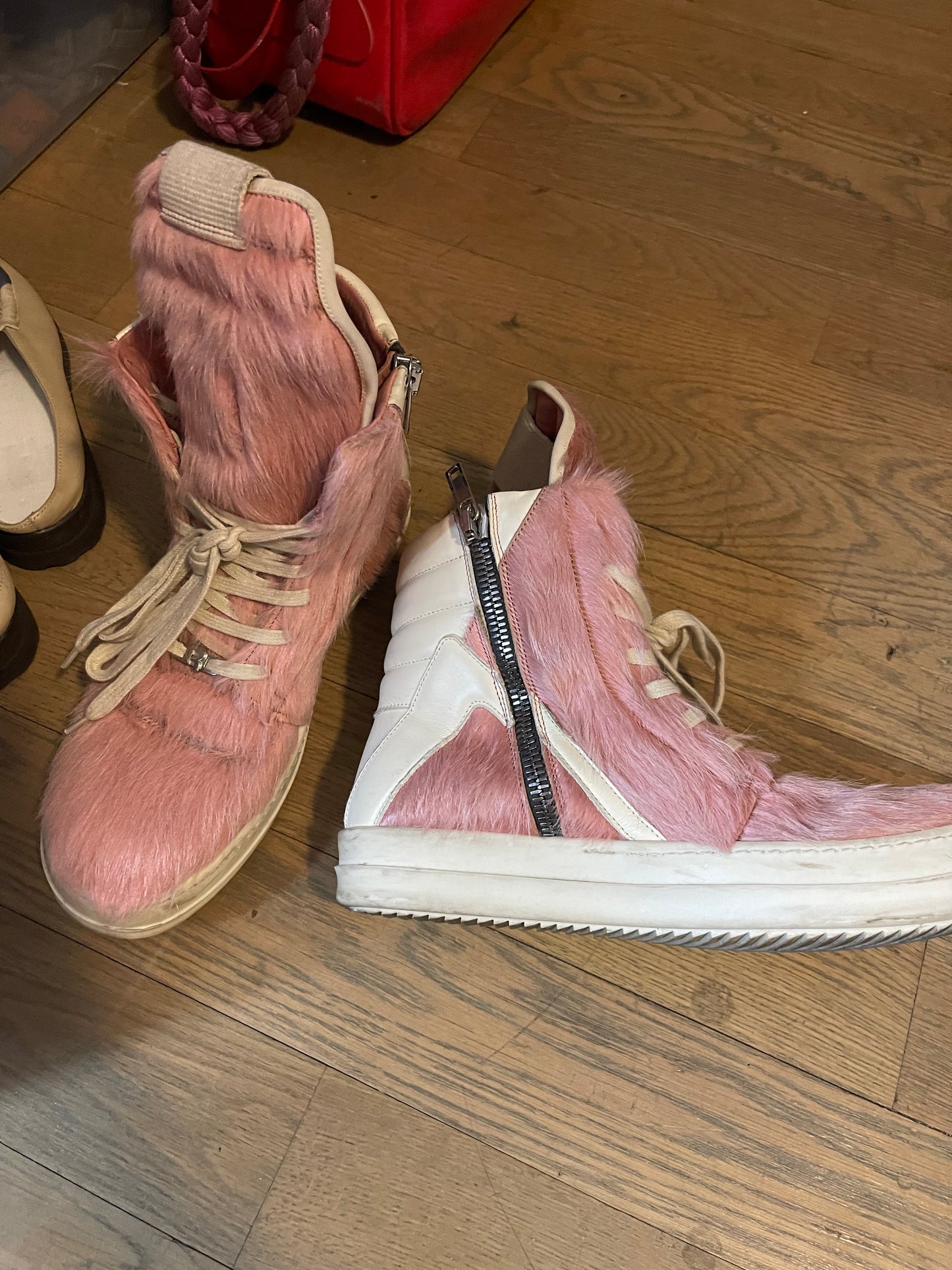Rick Owens pony hair geobasket pink