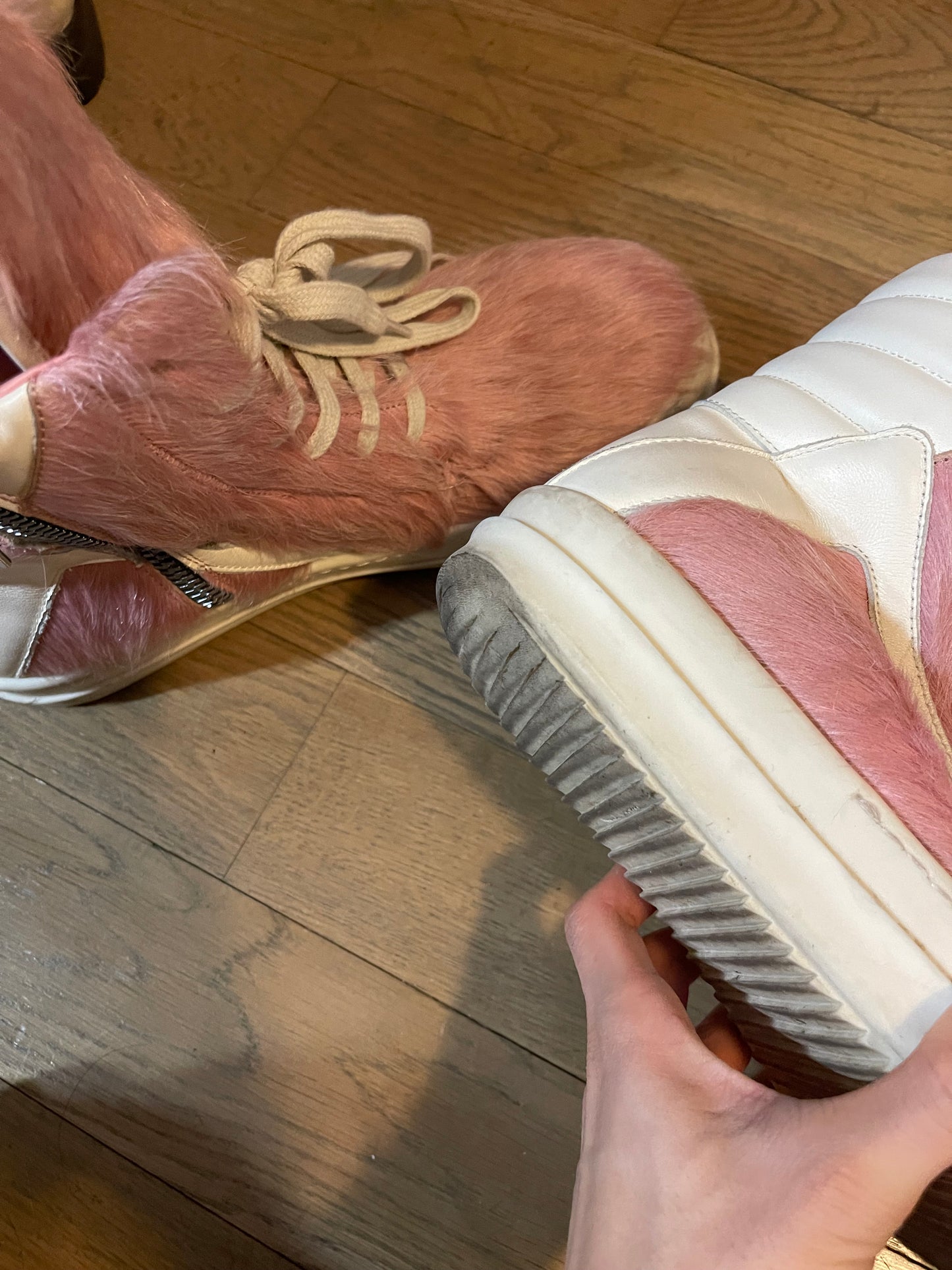 Rick Owens pony hair geobasket pink
