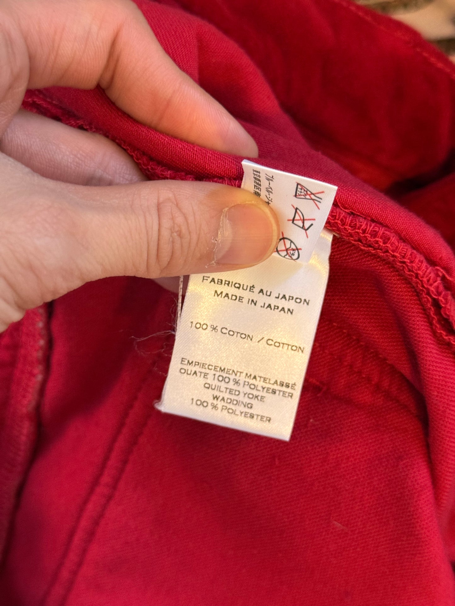 Balmain 12SS waxed red velvet biker pants