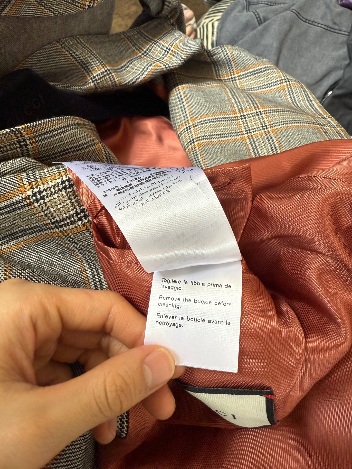 Gucci 2018 Plaid shoulder padded coat