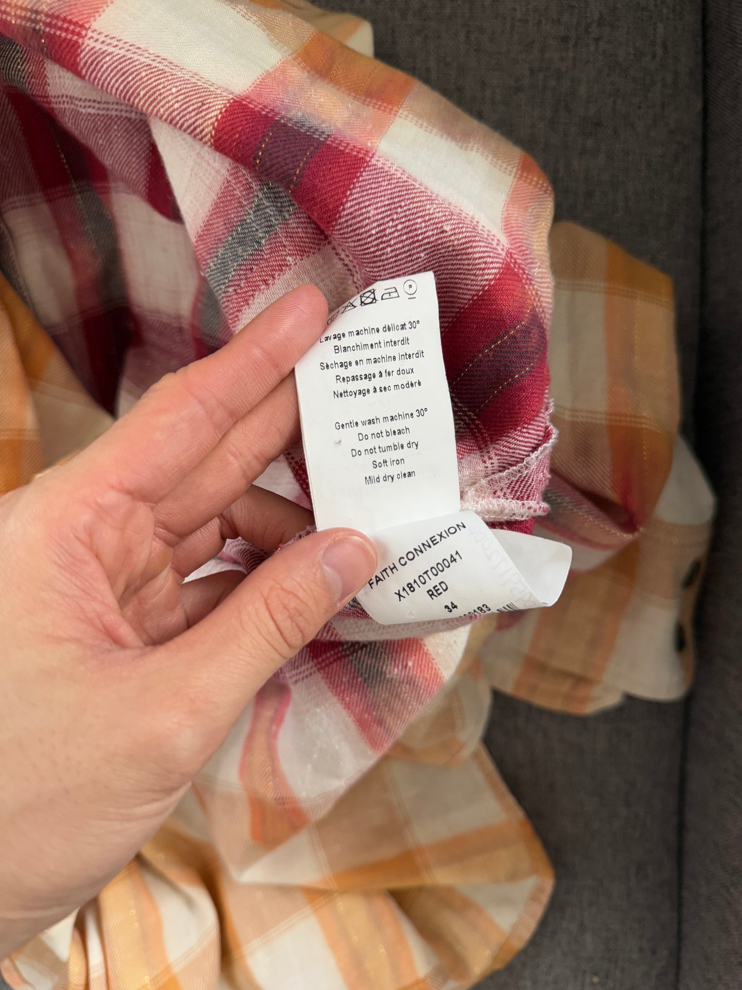 Faith connexion bleached plaid shirt