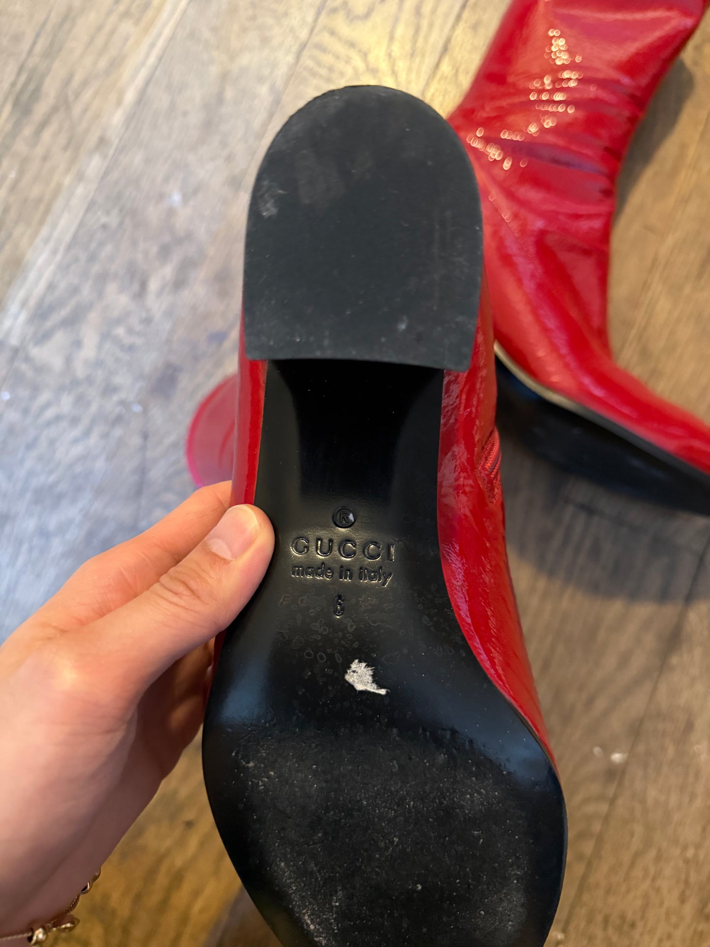 Gucci patent leather cruise heels