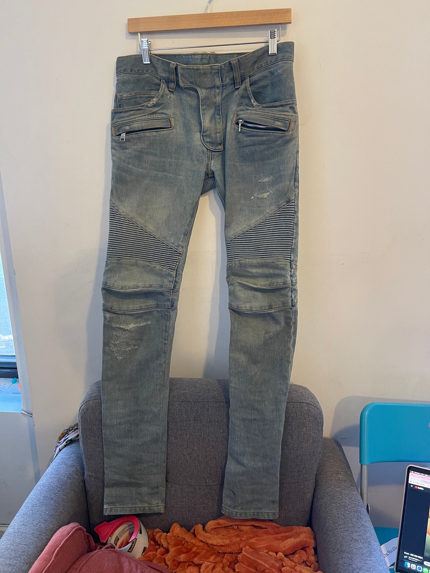 Balmain Moto biker denims