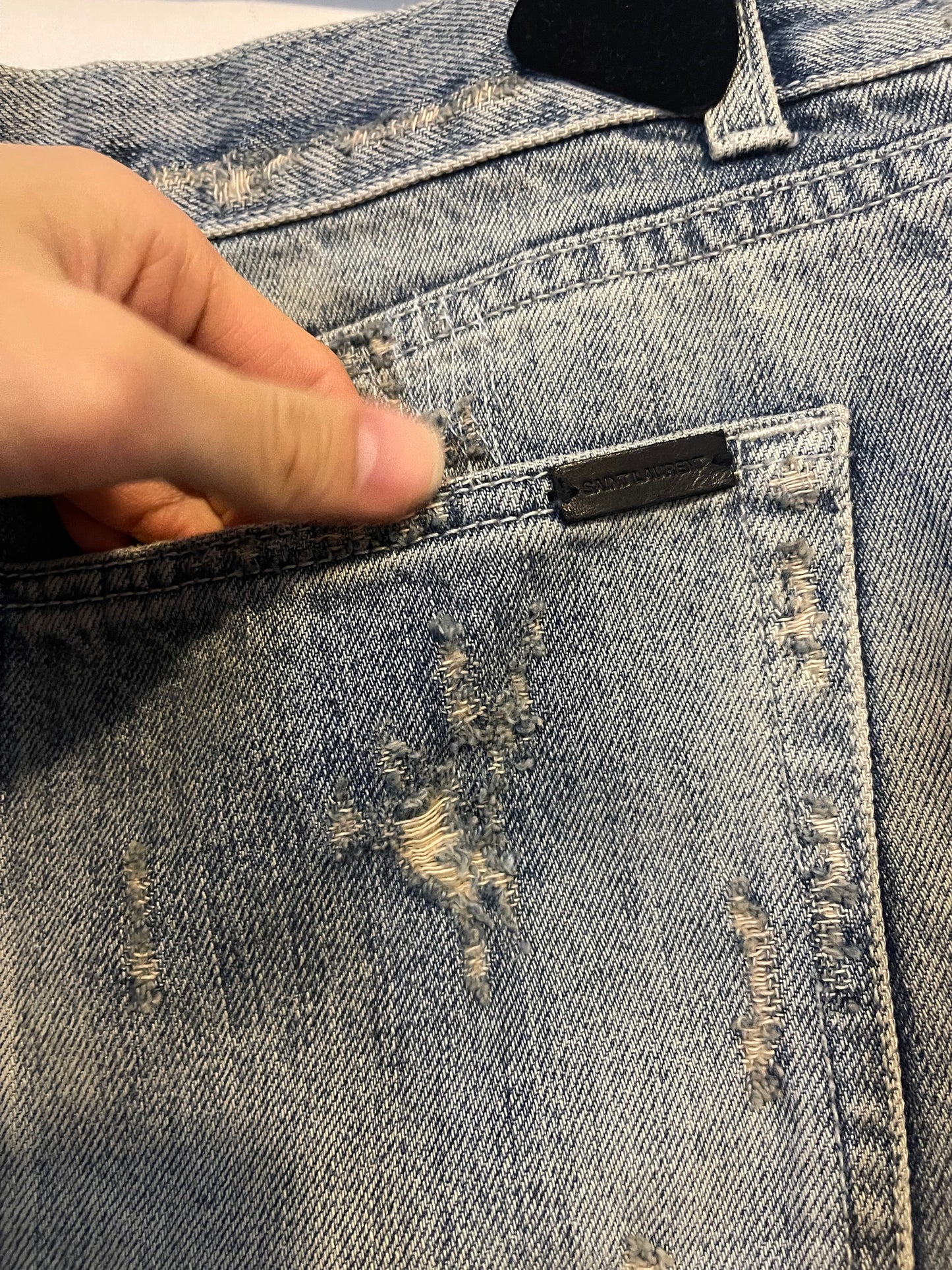 Saint Laurent SS20 heavily repaired shorts