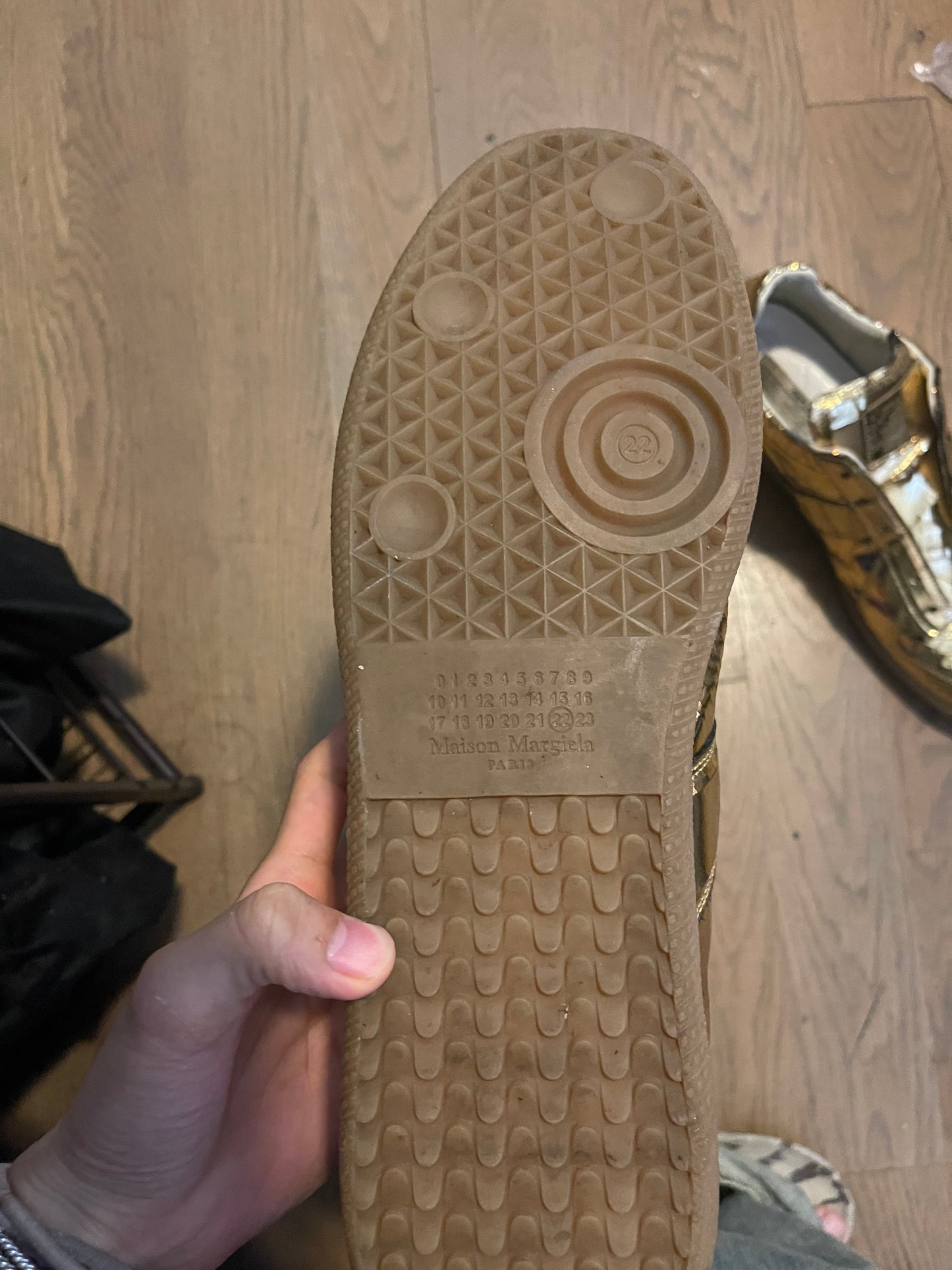 Maison Margiela gold replicas foil effect sneakers