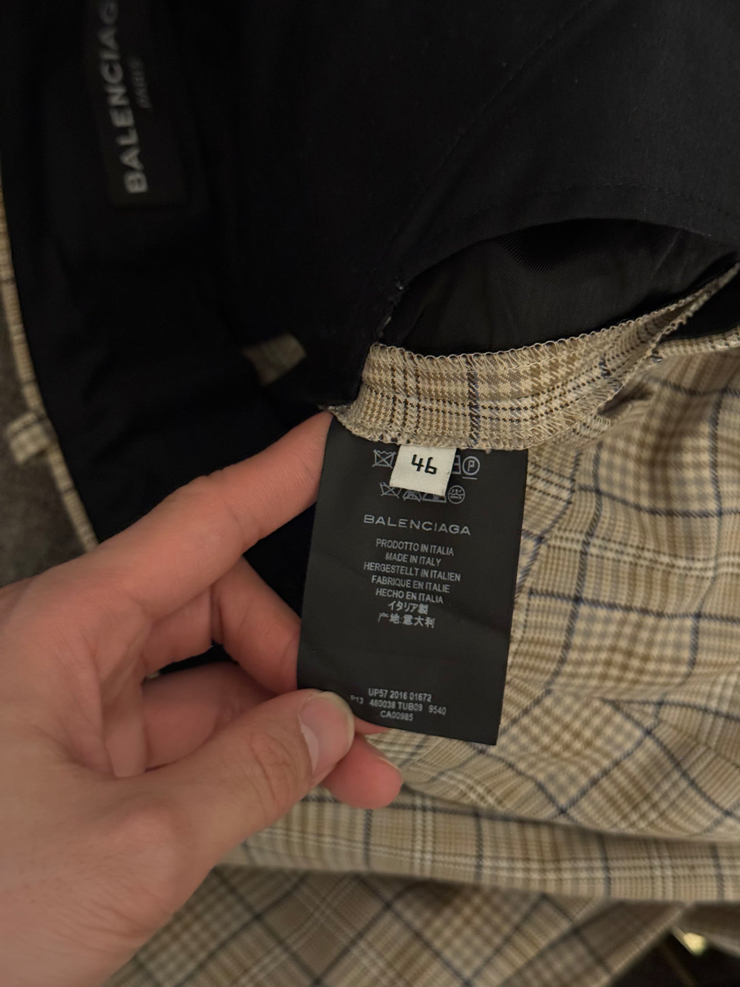 Balenciaga SS17 prince of wales boxy coat and pants