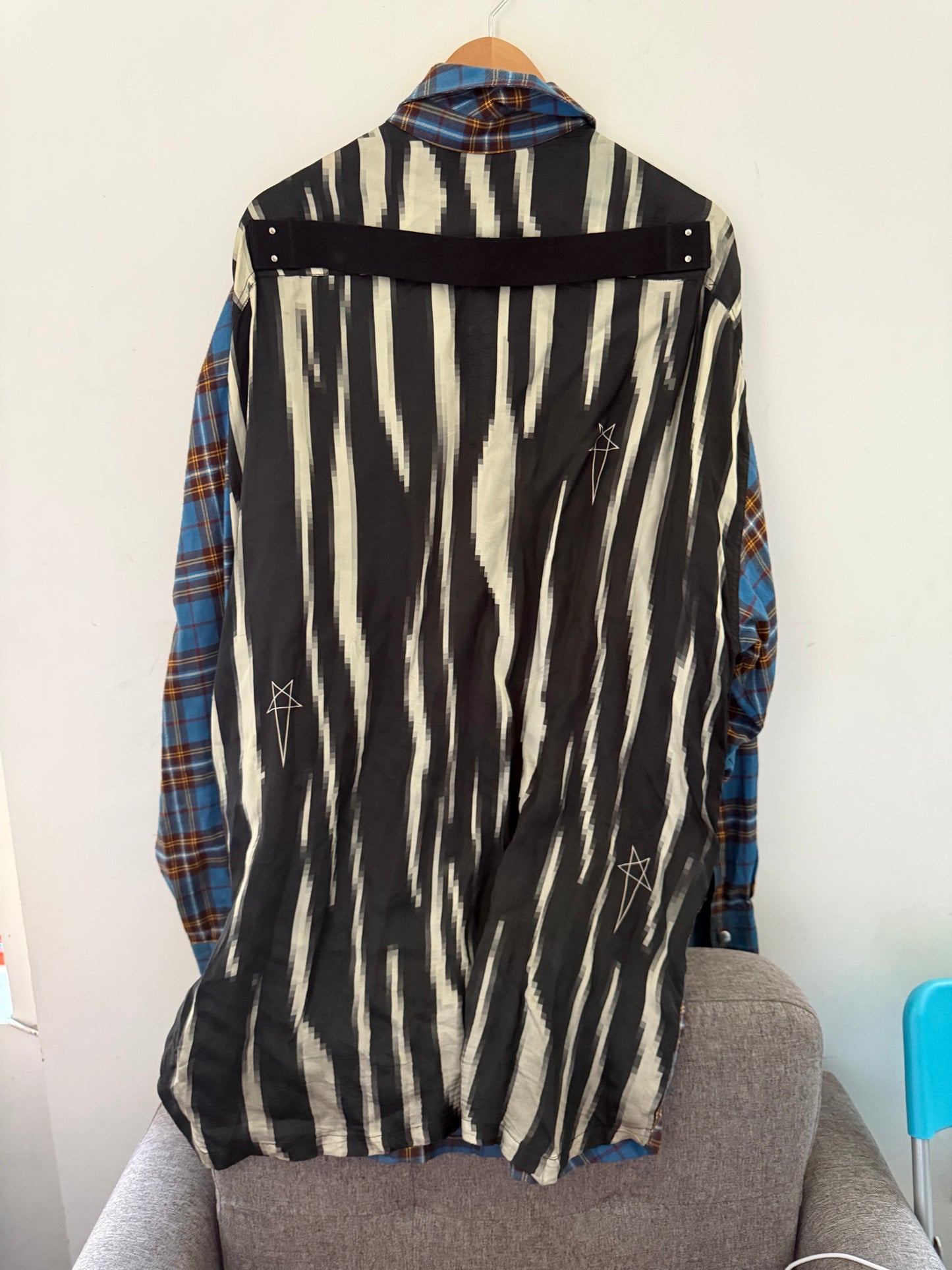 Rick Owens AW21 gethsemane hybrid blue plaid shirt