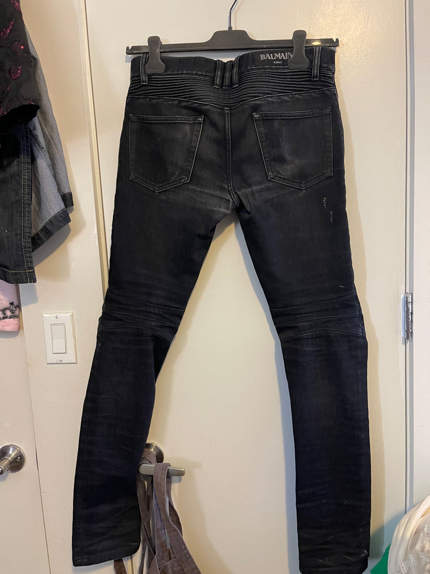 Balmain moto denim pants