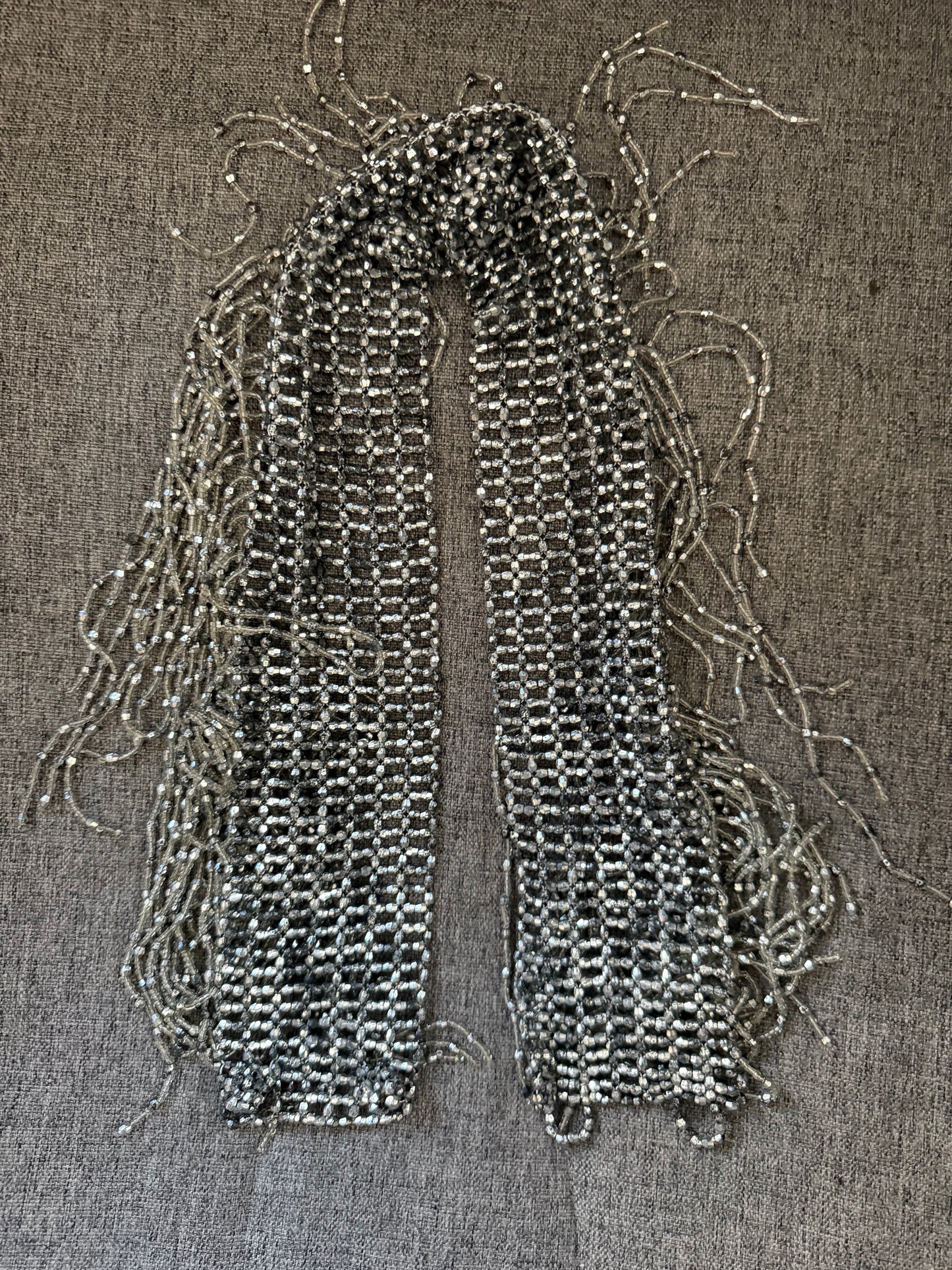 Vintage beaded metal belt fringe