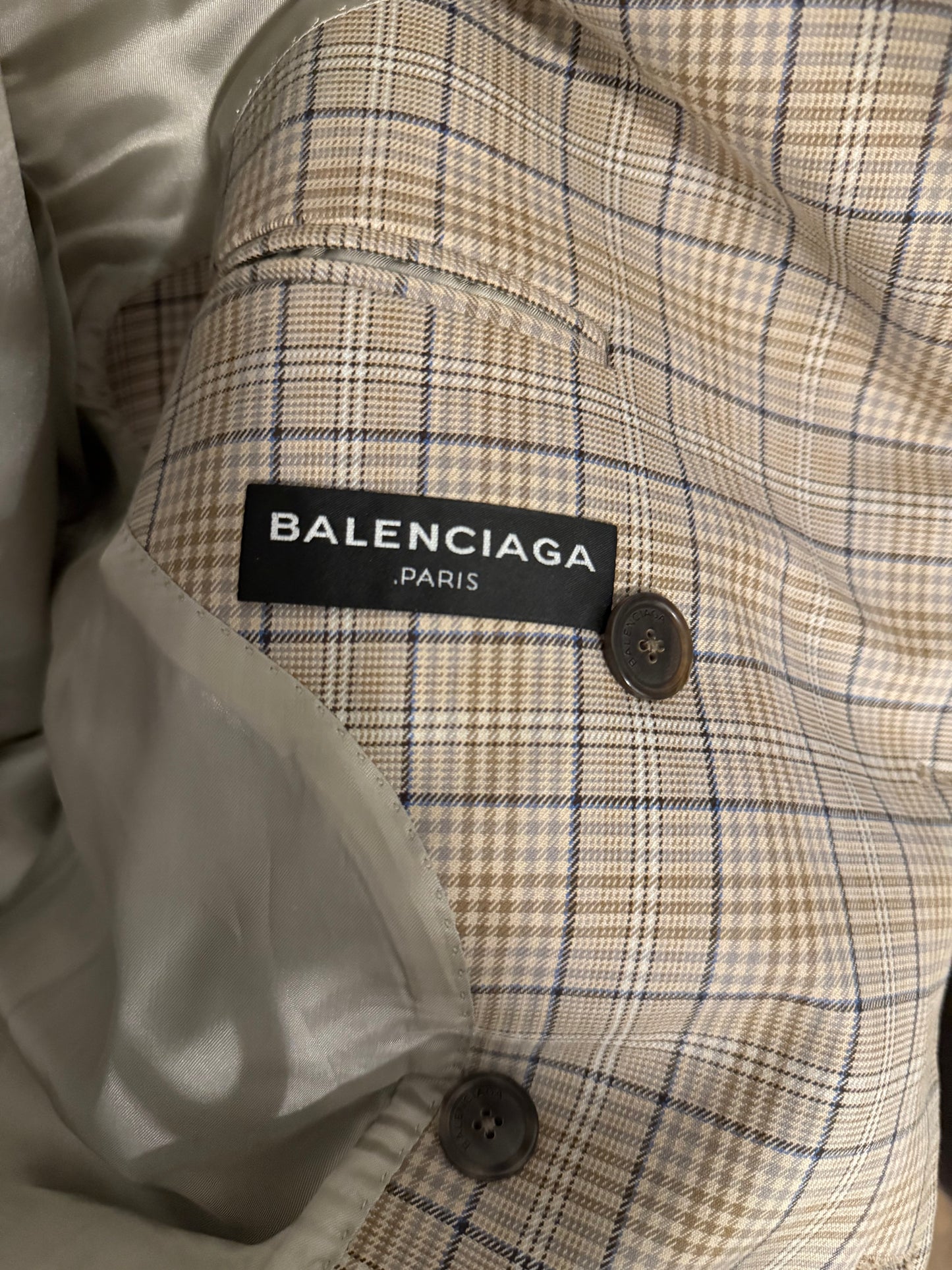Balenciaga SS17 prince of wales boxy coat and pants