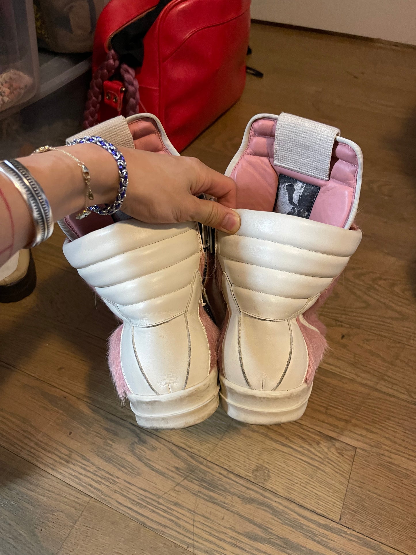 Rick Owens pony hair geobasket pink