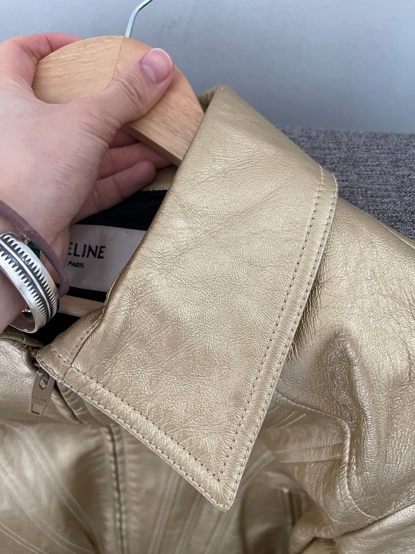 Celine Hedi Slimane Gold leather jacket
