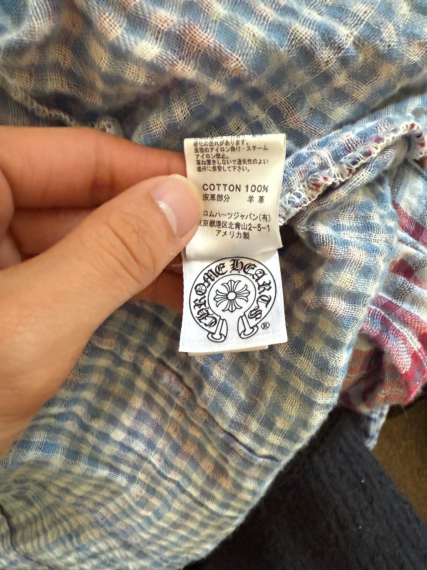 Chrome hearts checkered flannel shirt cross