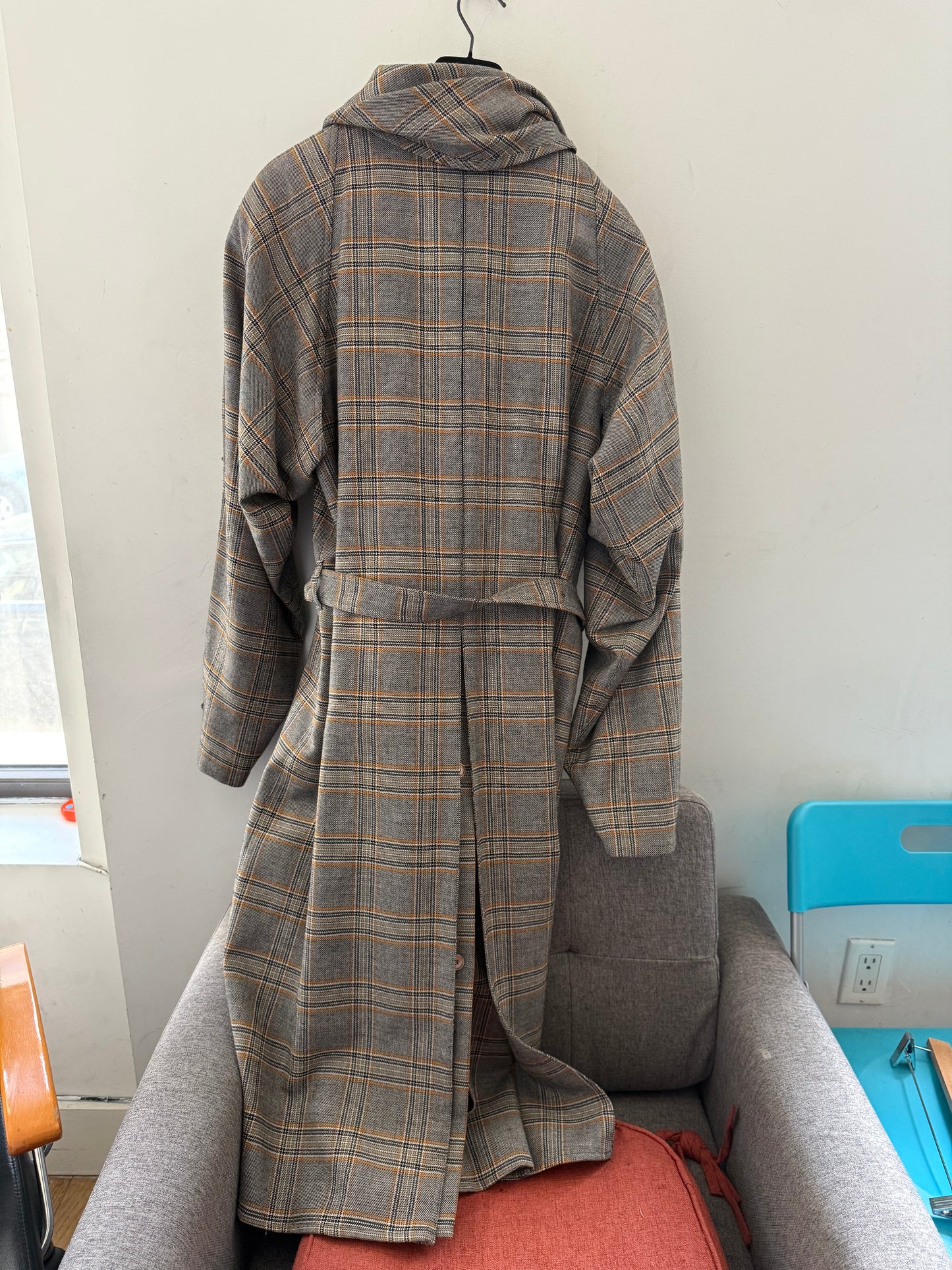 Gucci 2018 Plaid shoulder padded coat