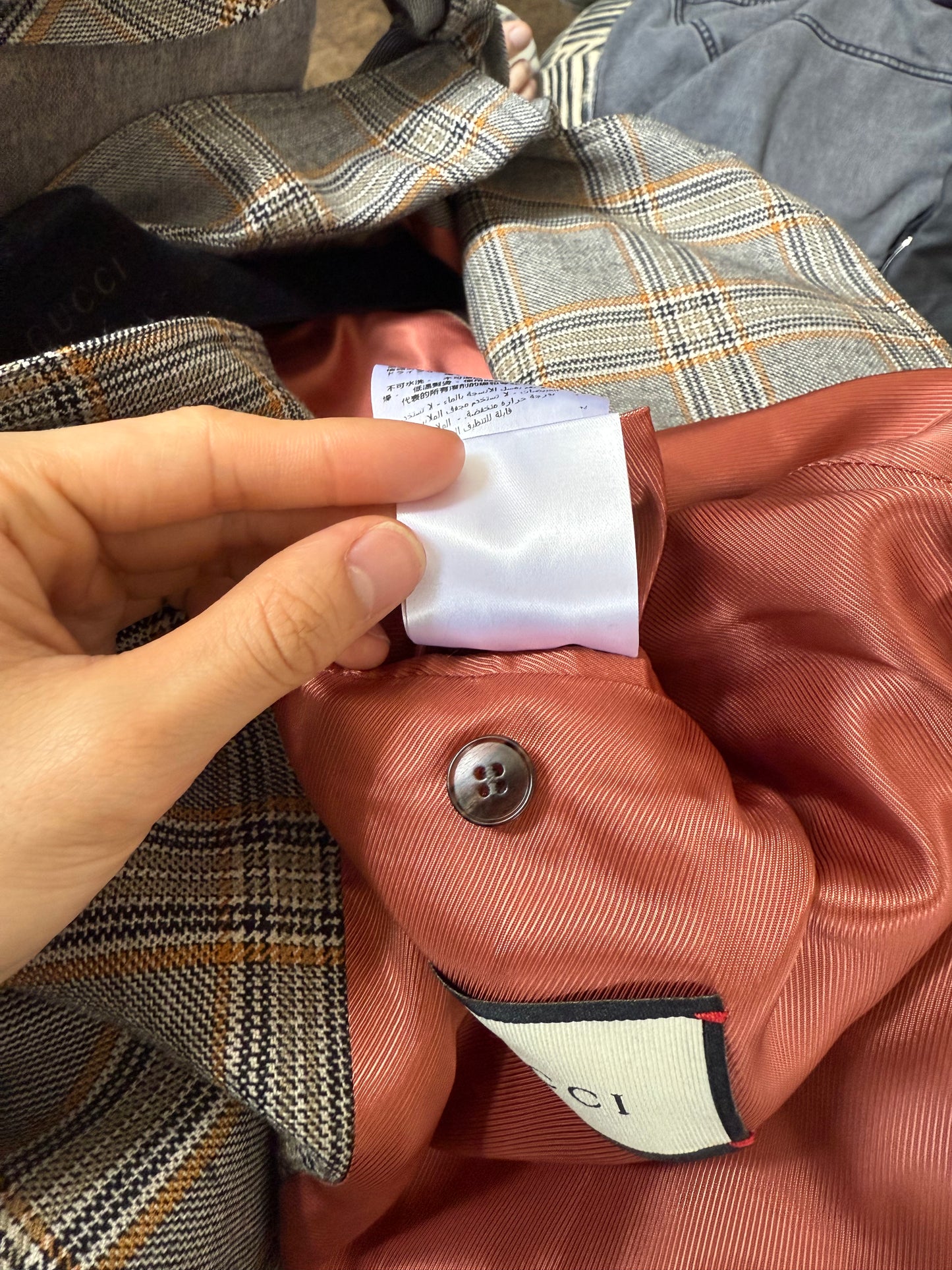 Gucci 2018 Plaid shoulder padded coat