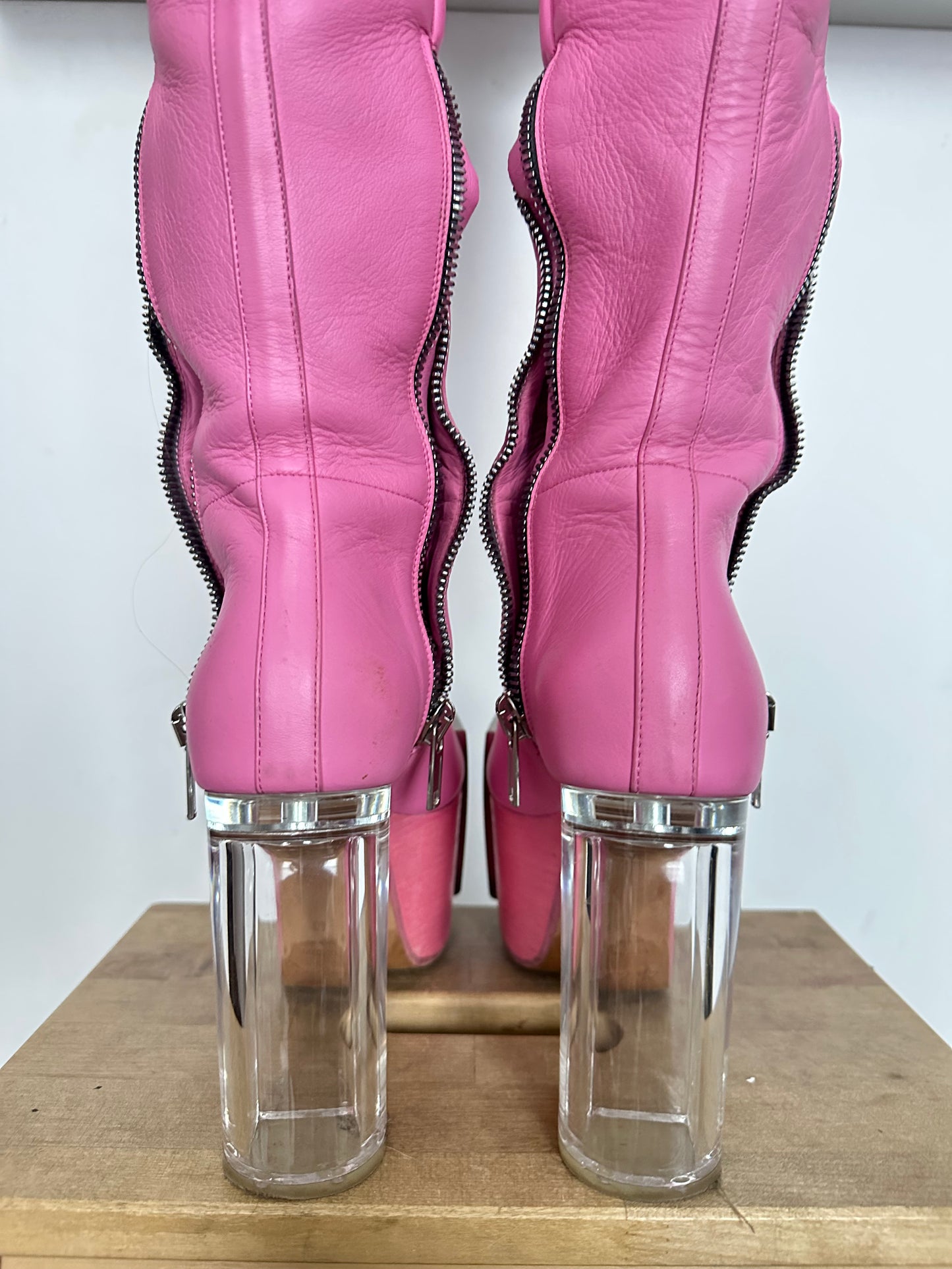Rick Owens phleg pop pink knee high wader boots