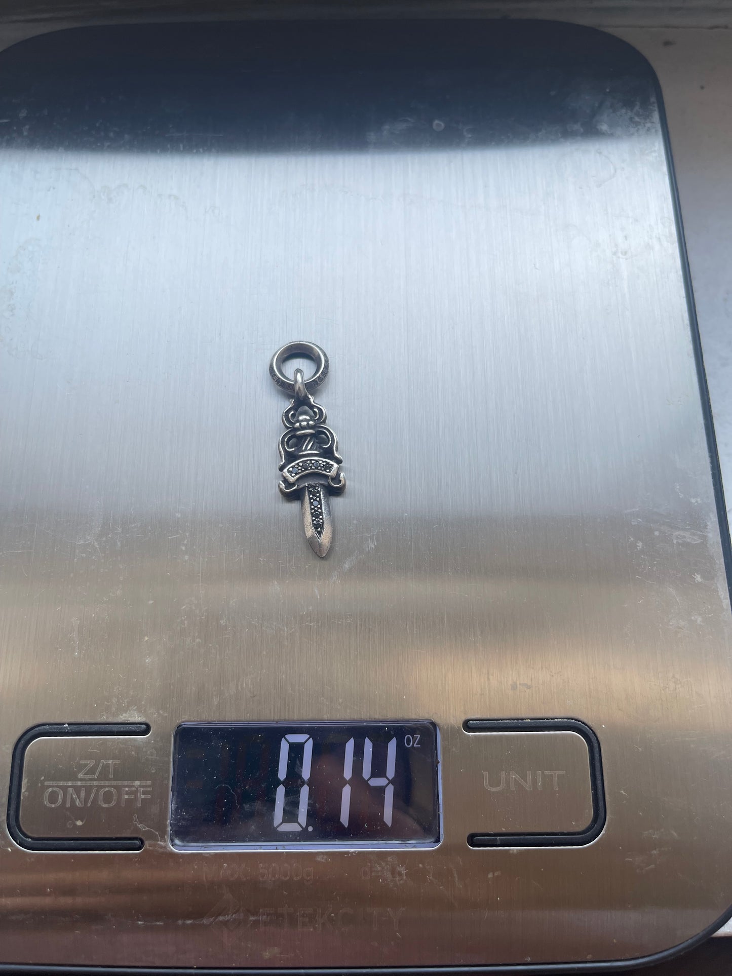 Chrome hearts black diamond dagger necklace