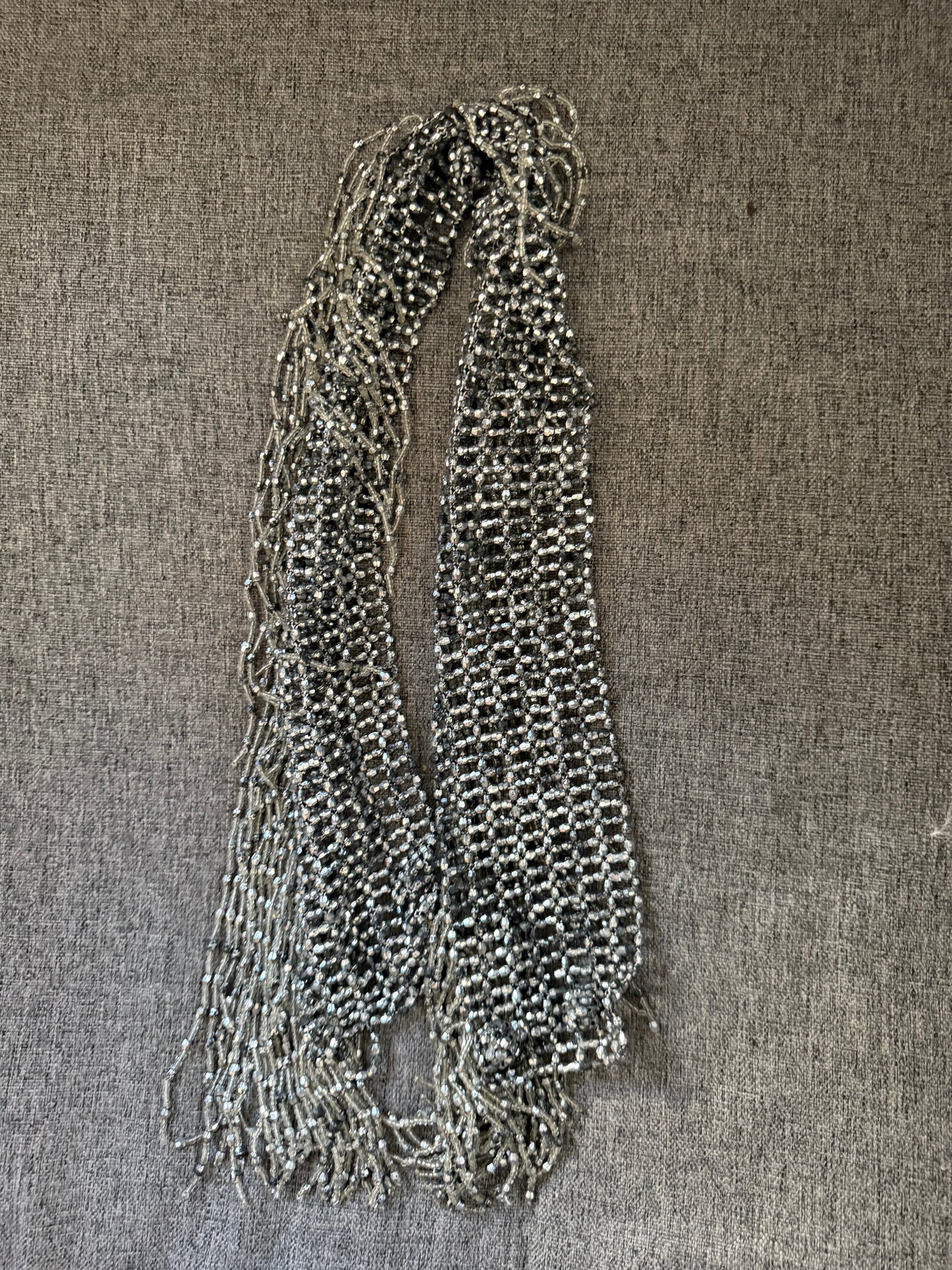 Vintage beaded metal belt fringe