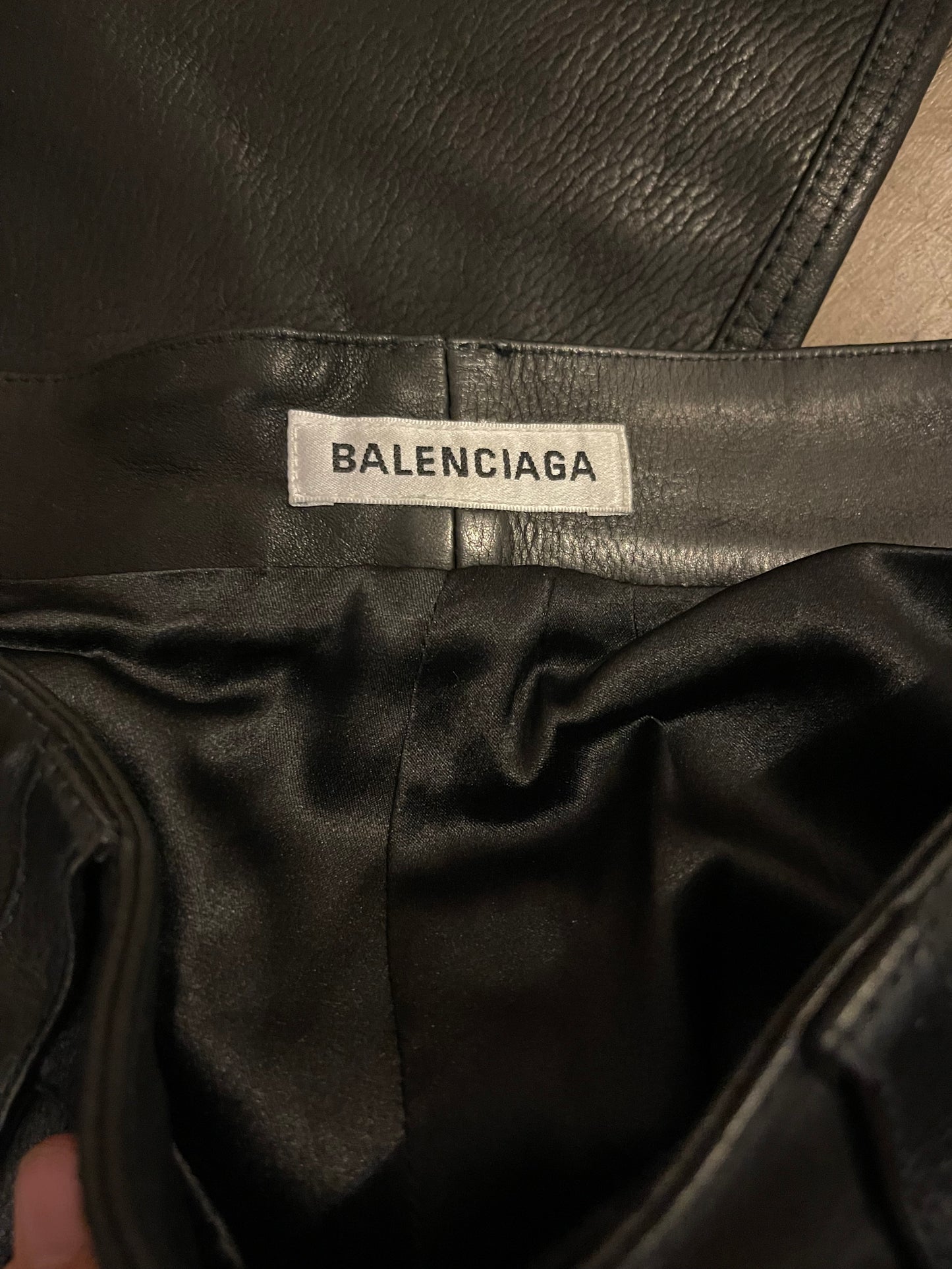 Balenciaga V cut leather pants