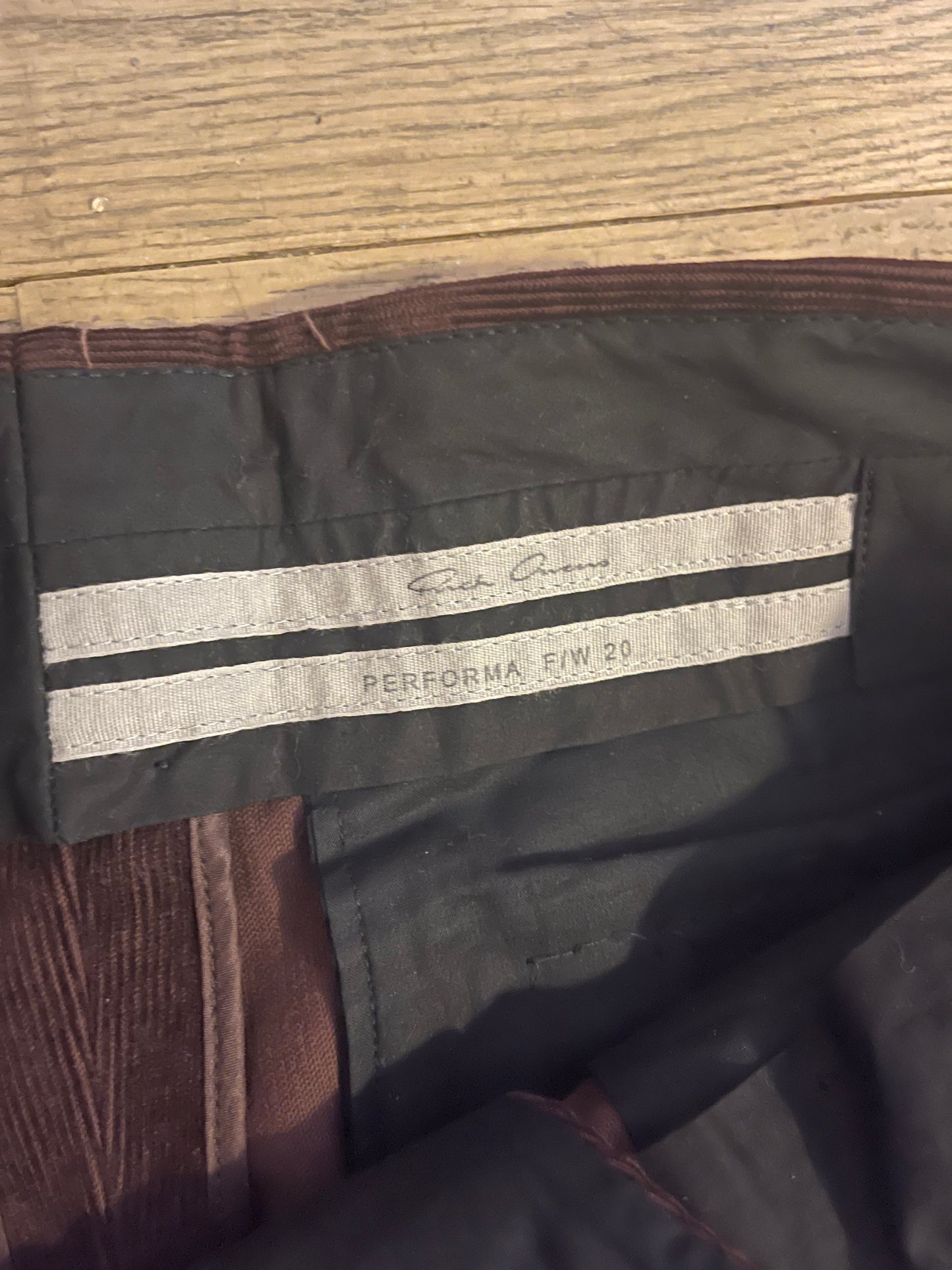 Rick Owens AW20 performa wide trousers corduroy