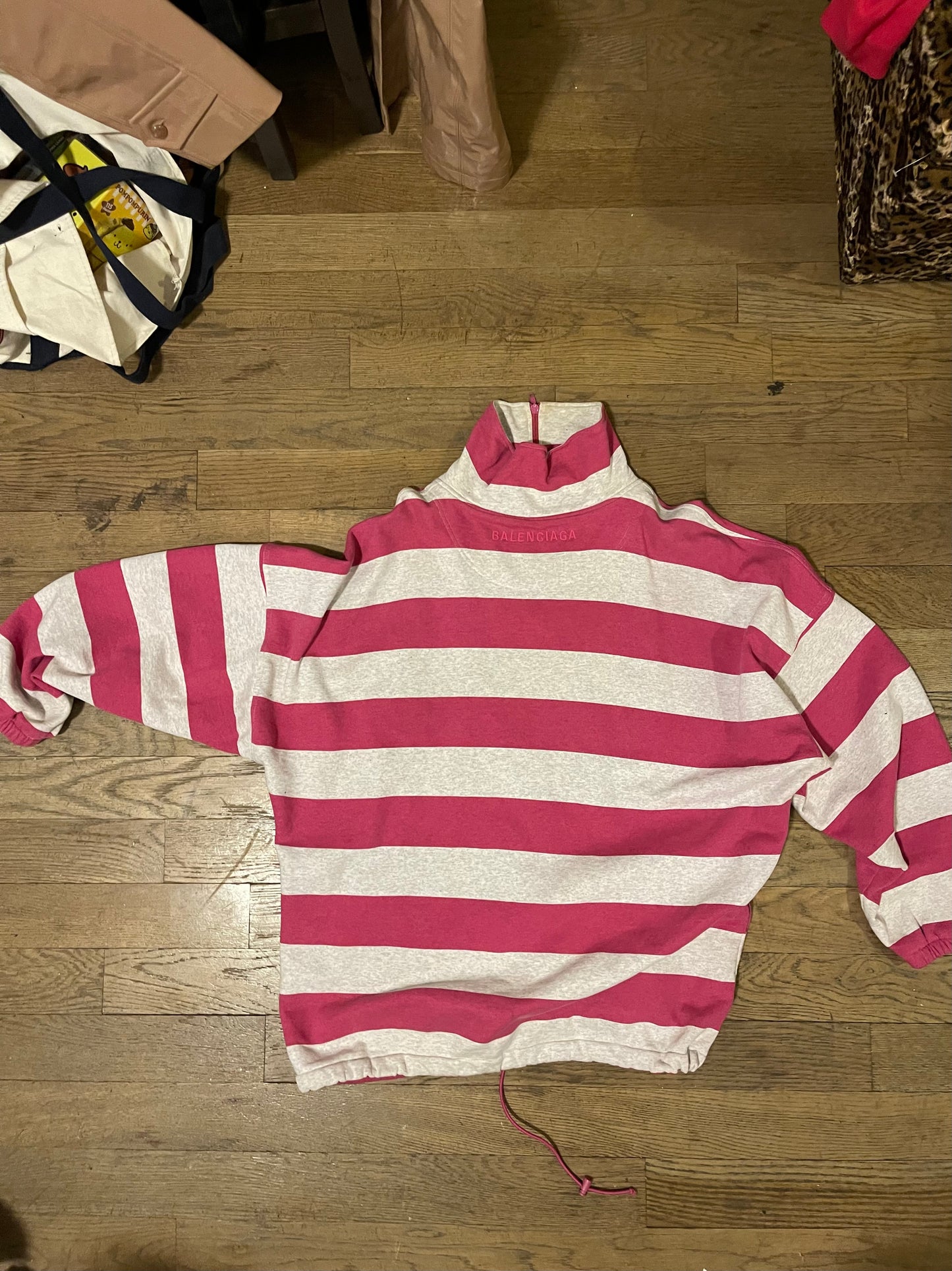 Balenciaga SS18 striped pink pull over turtleneck