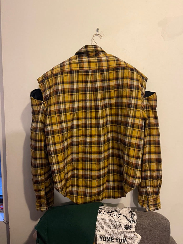 Vetements AW17 plaid football shoulder button up shirt