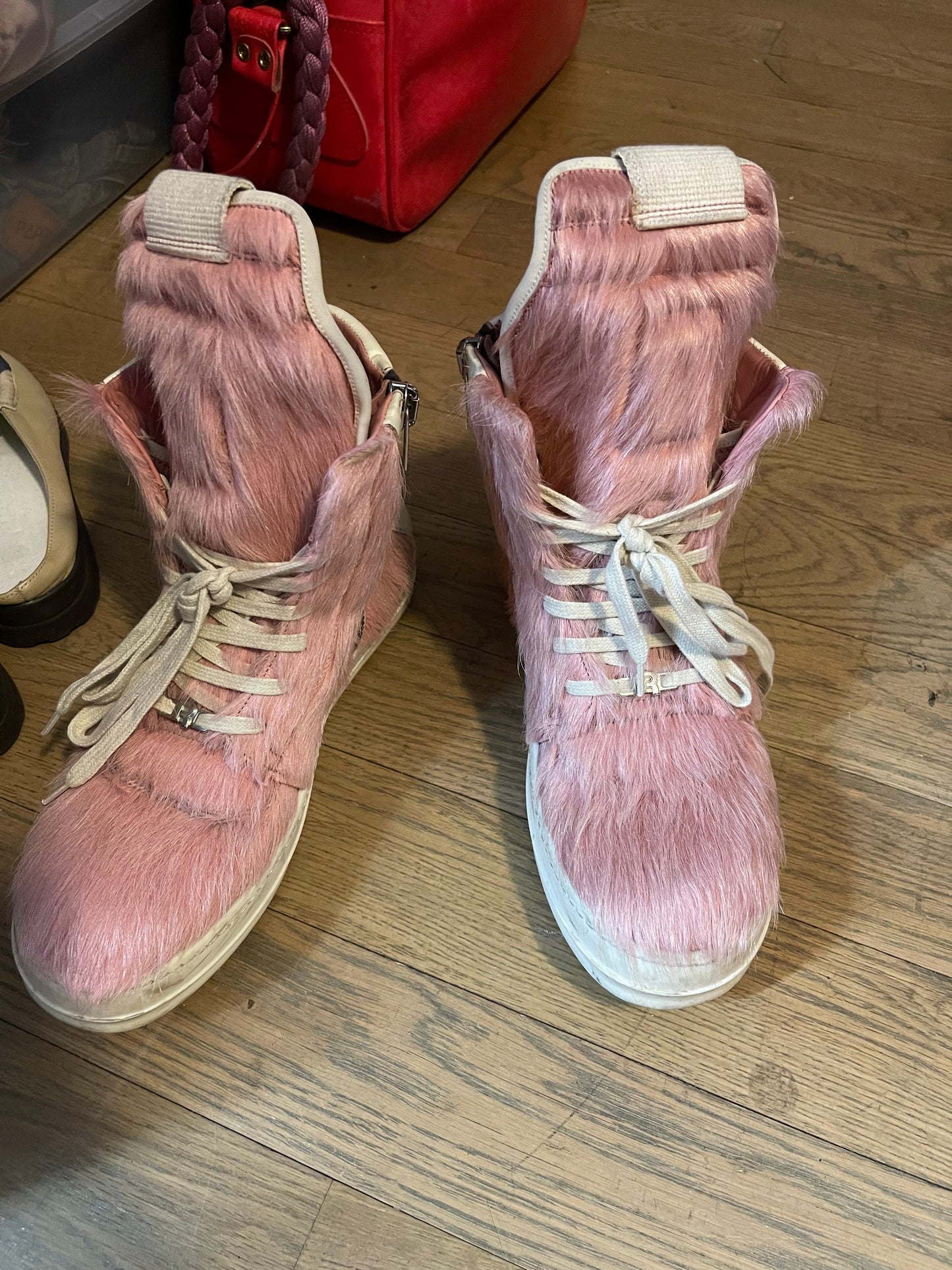 Rick Owens pony hair geobasket pink