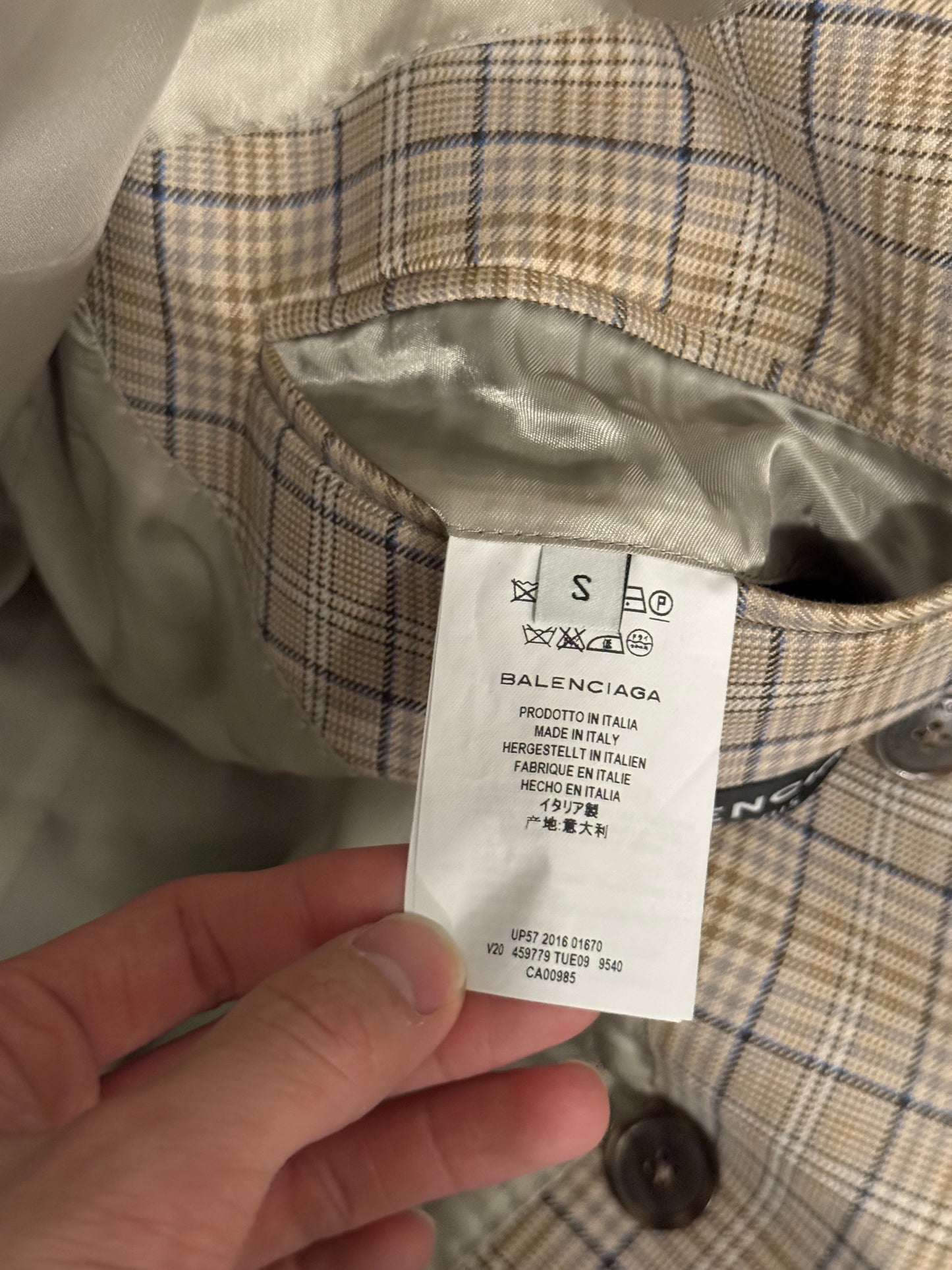 Balenciaga SS17 prince of wales boxy coat and pants