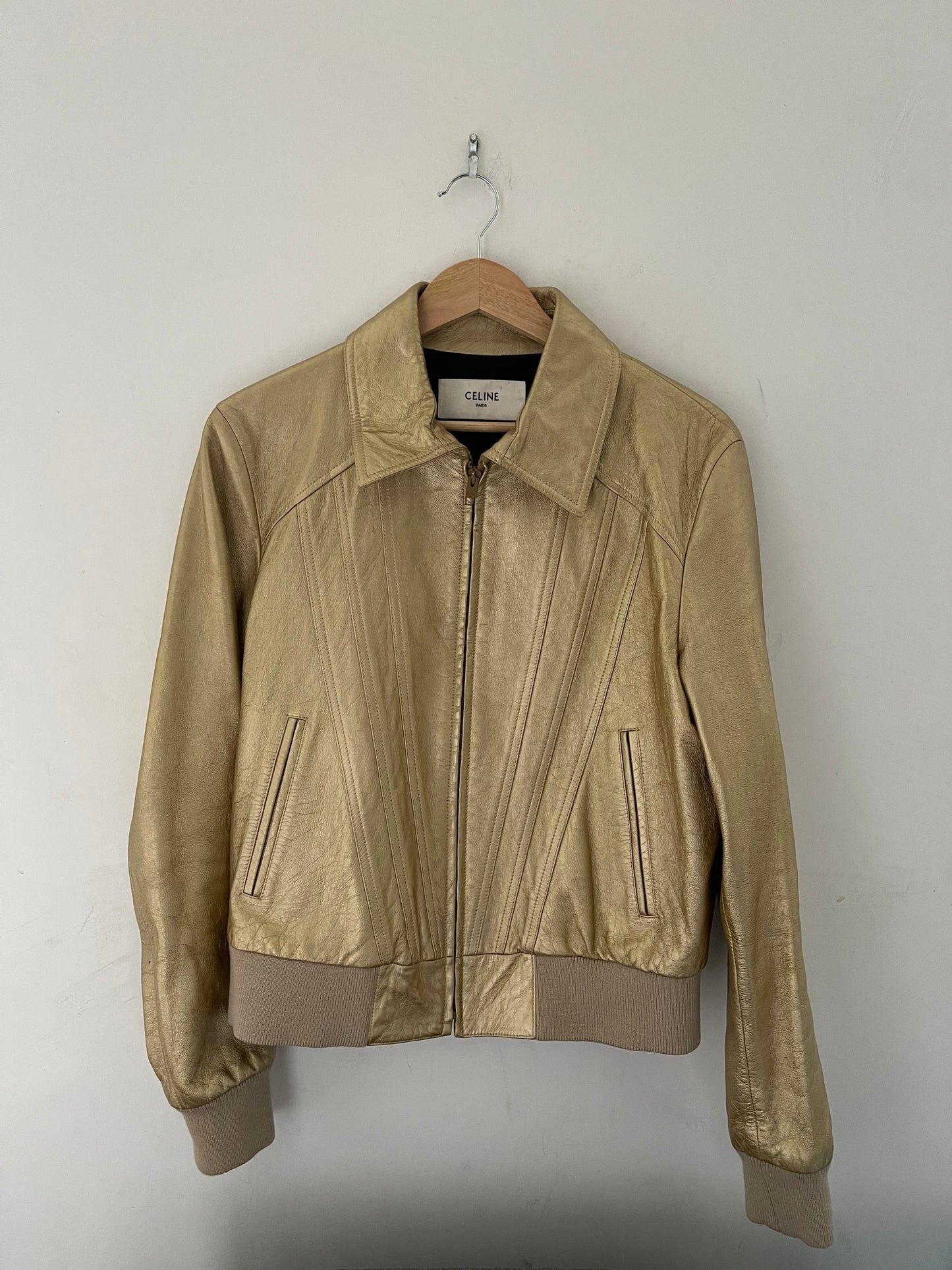 Celine Hedi Slimane Gold leather jacket