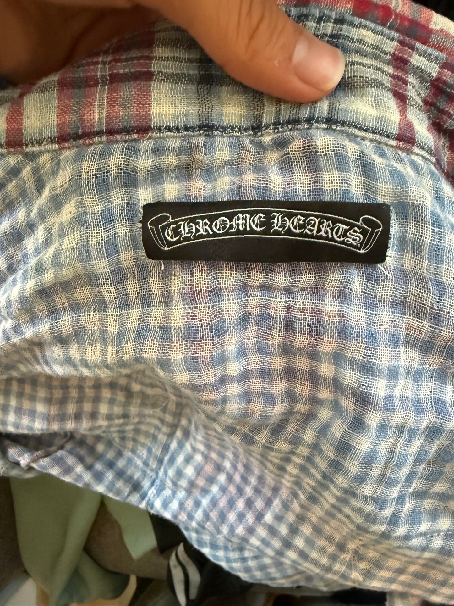 Chrome hearts checkered flannel shirt cross