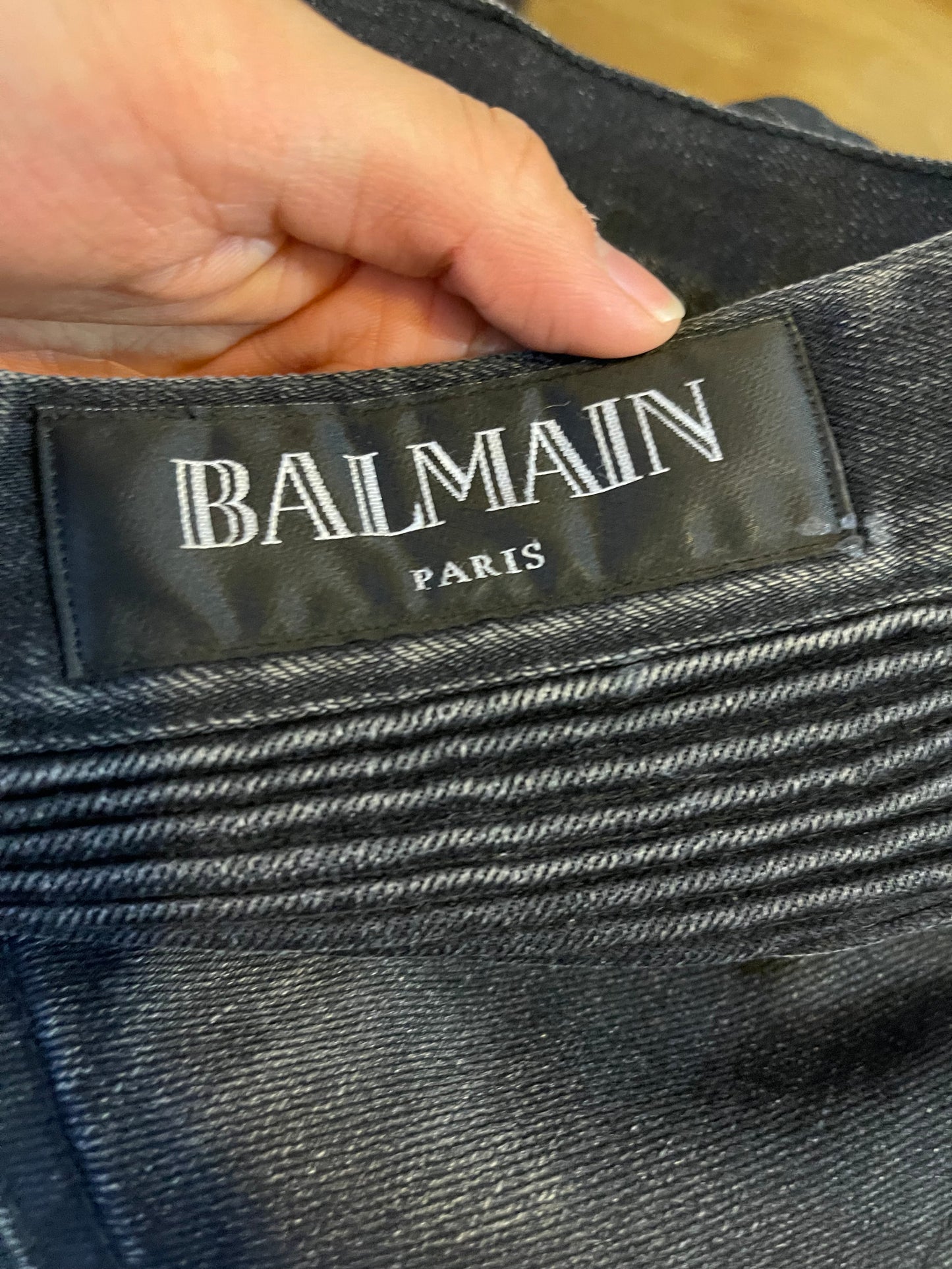 Balmain moto denim pants