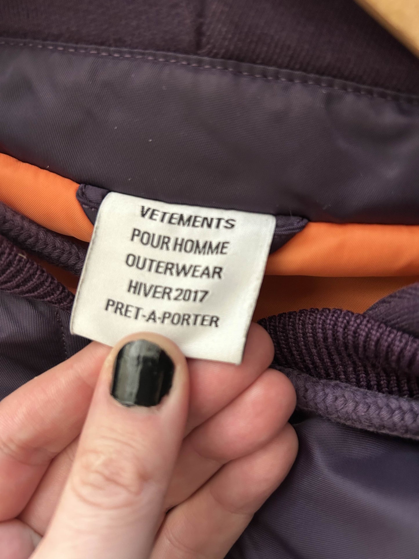 Vetements AW16 TFD Homme bomber